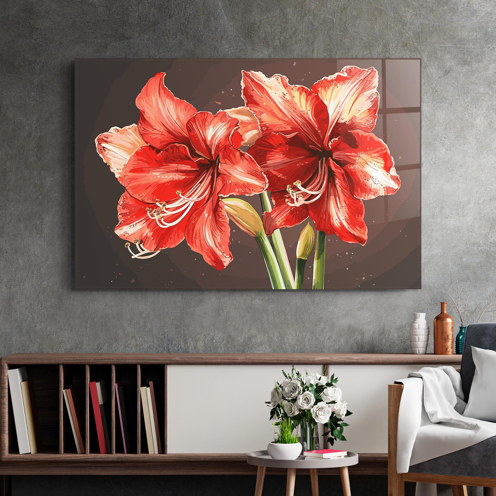 Glasbild Orange Pretty Lily mockup 2
