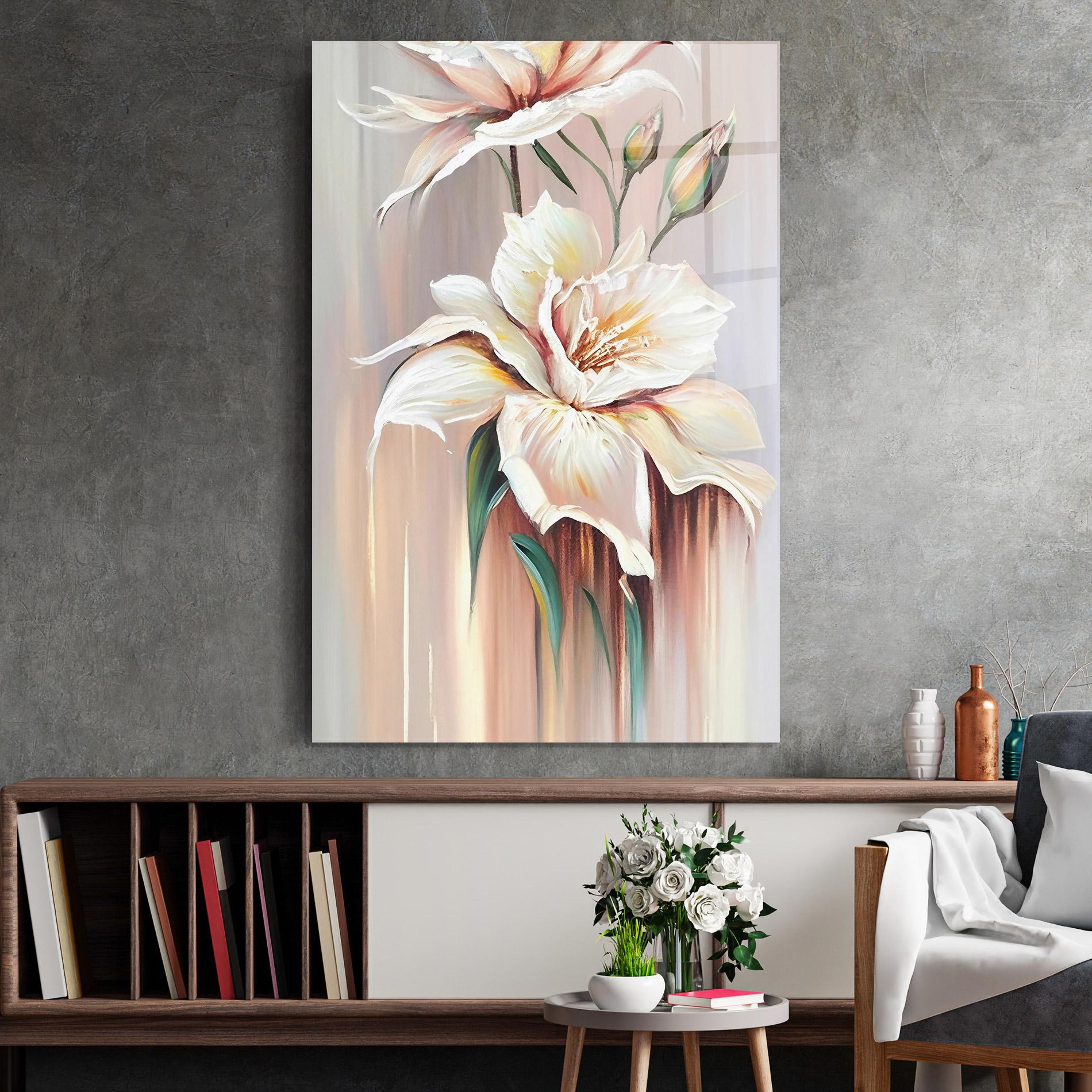 Glasbild Abstract Lily Painting mockup 2
