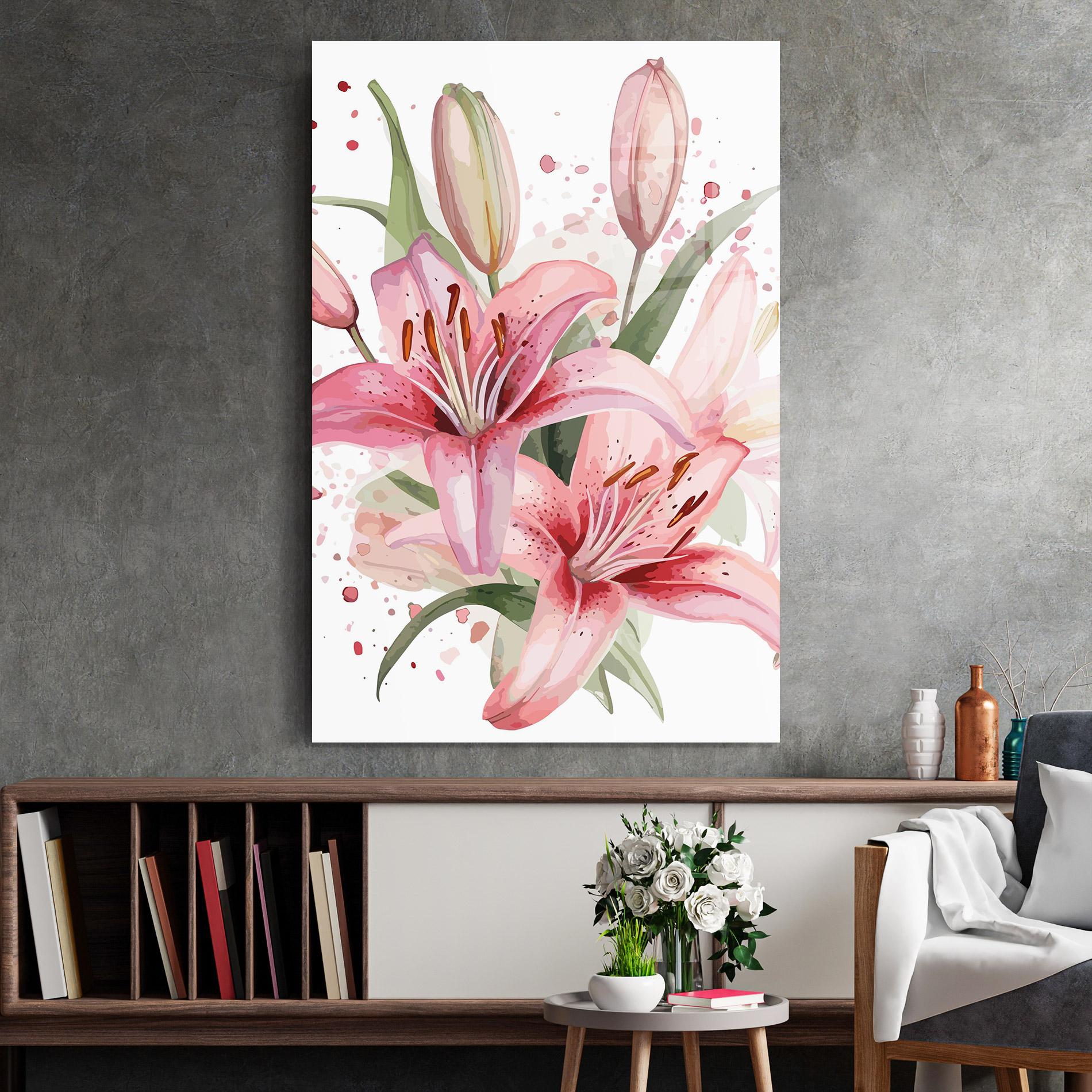 Glasbild Beautiful Pink Lily mockup 2