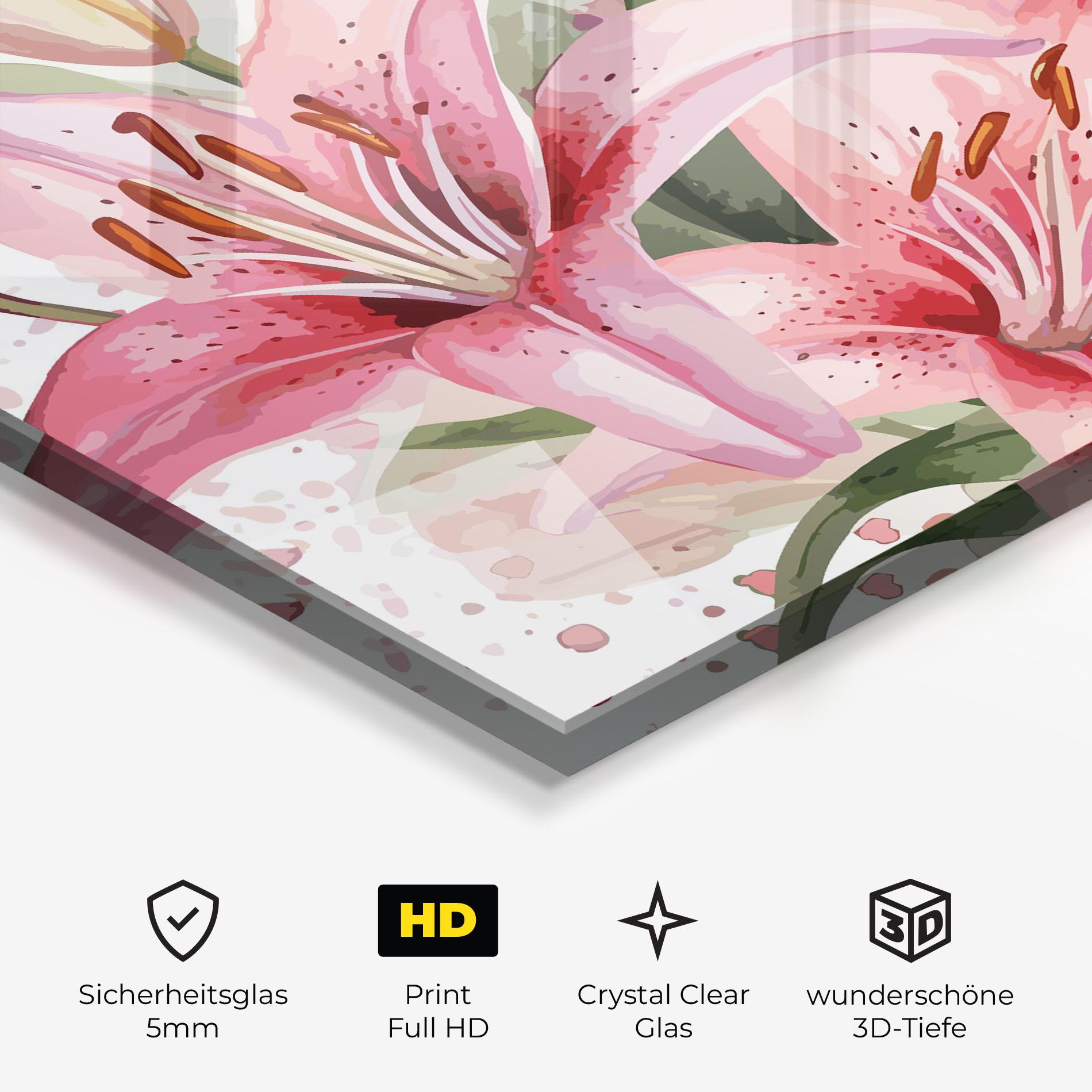 Glasbild Beautiful Pink Lily mockup 3