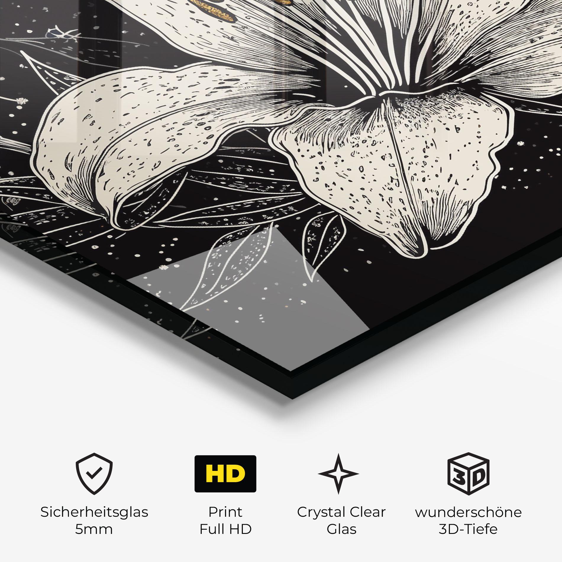 Glasbild Cream Black Lily mockup 3