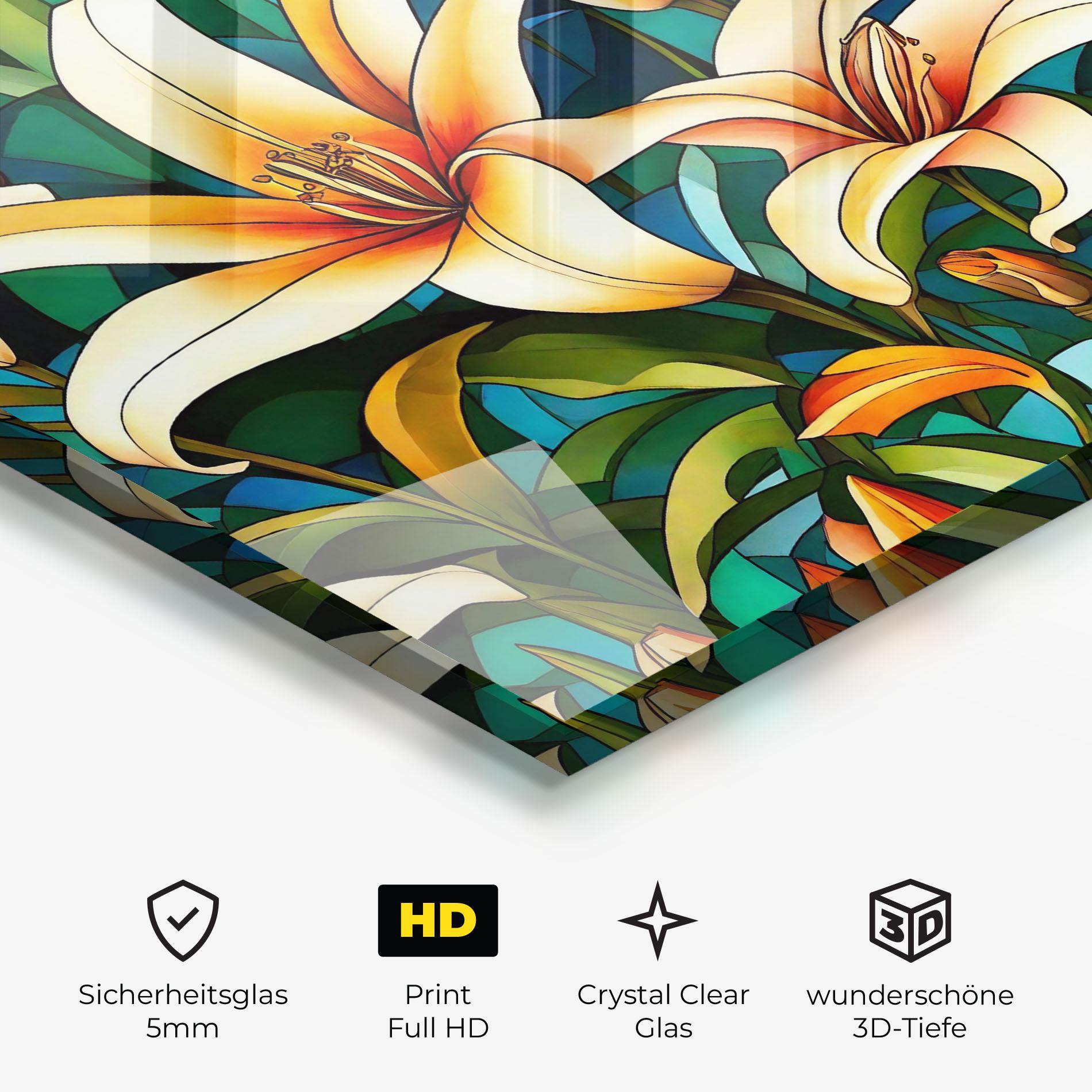 Glasbild Lily Pattern mockup 3