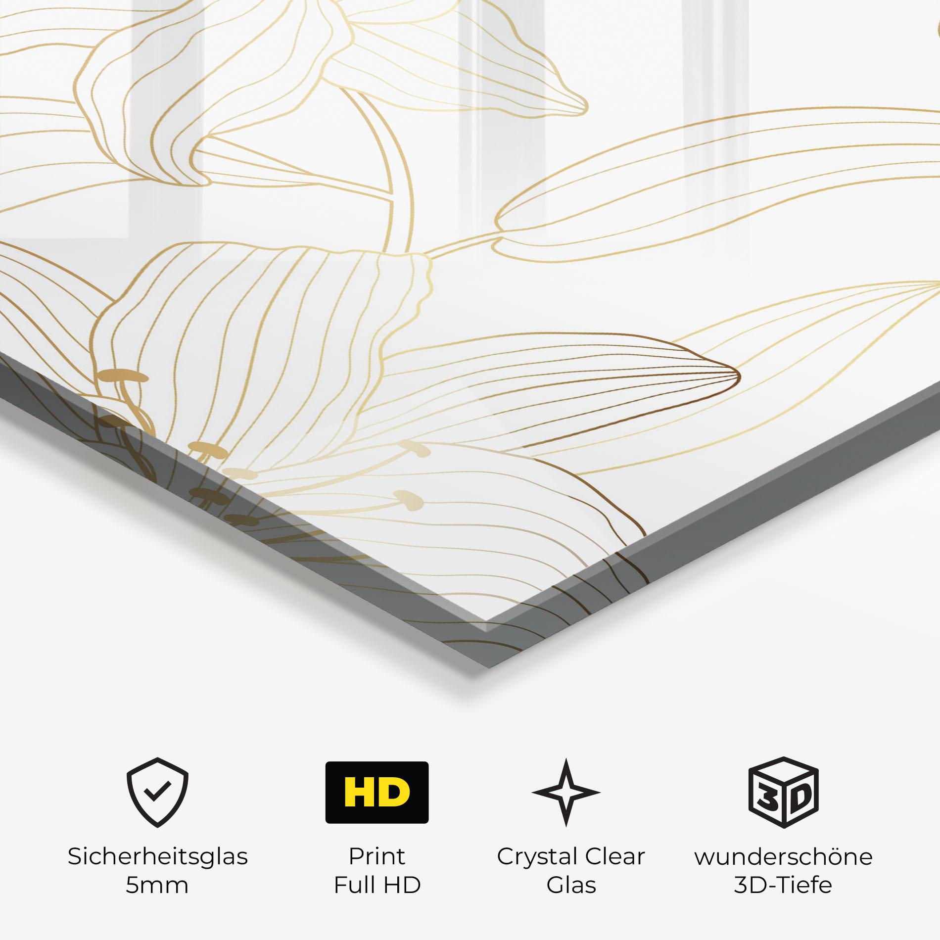 Glasbild Luxury Golden Lily mockup 3