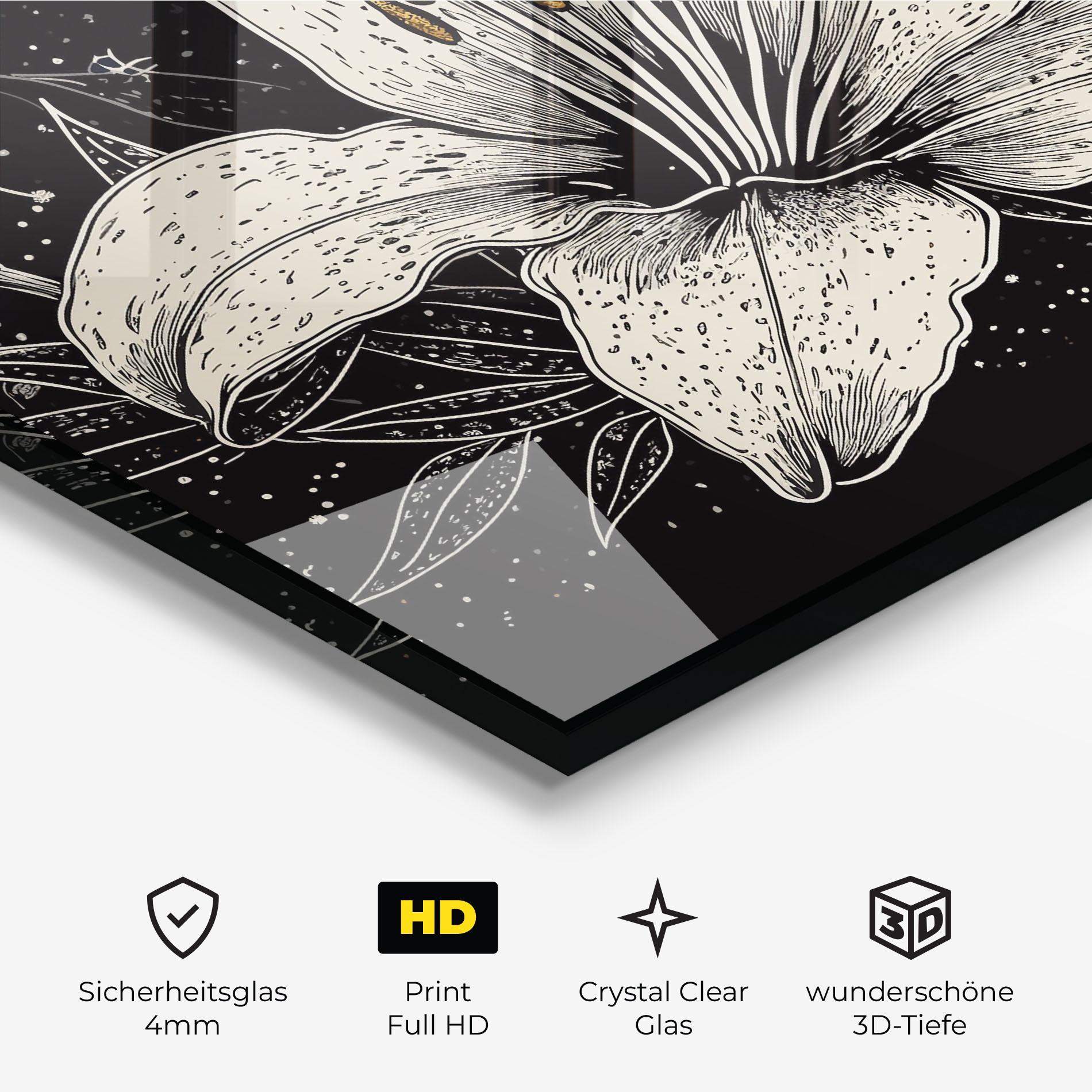 Glasbild Cream Black Lily mockup 3