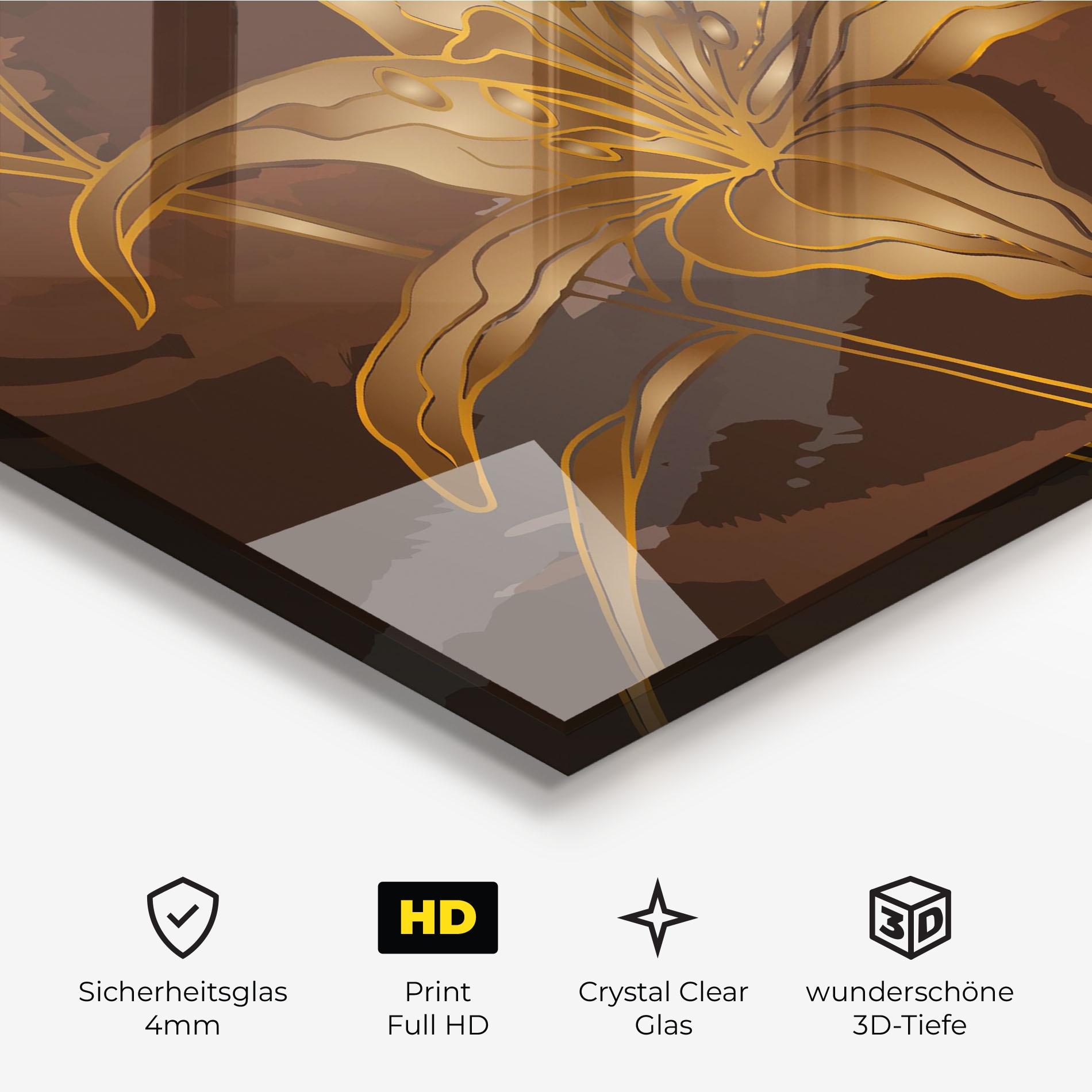 Glasbild Gold Brown Lily mockup 3