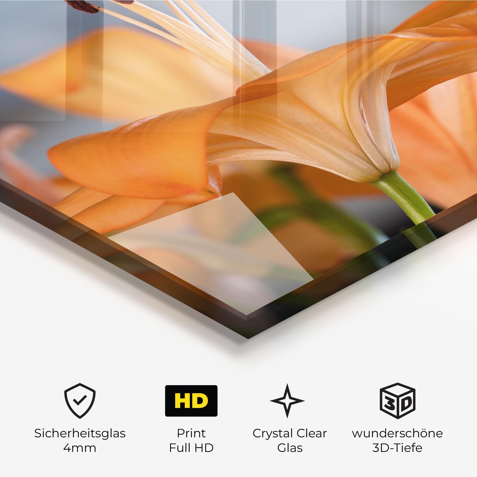 Glasbild Open Orange Lily mockup 3