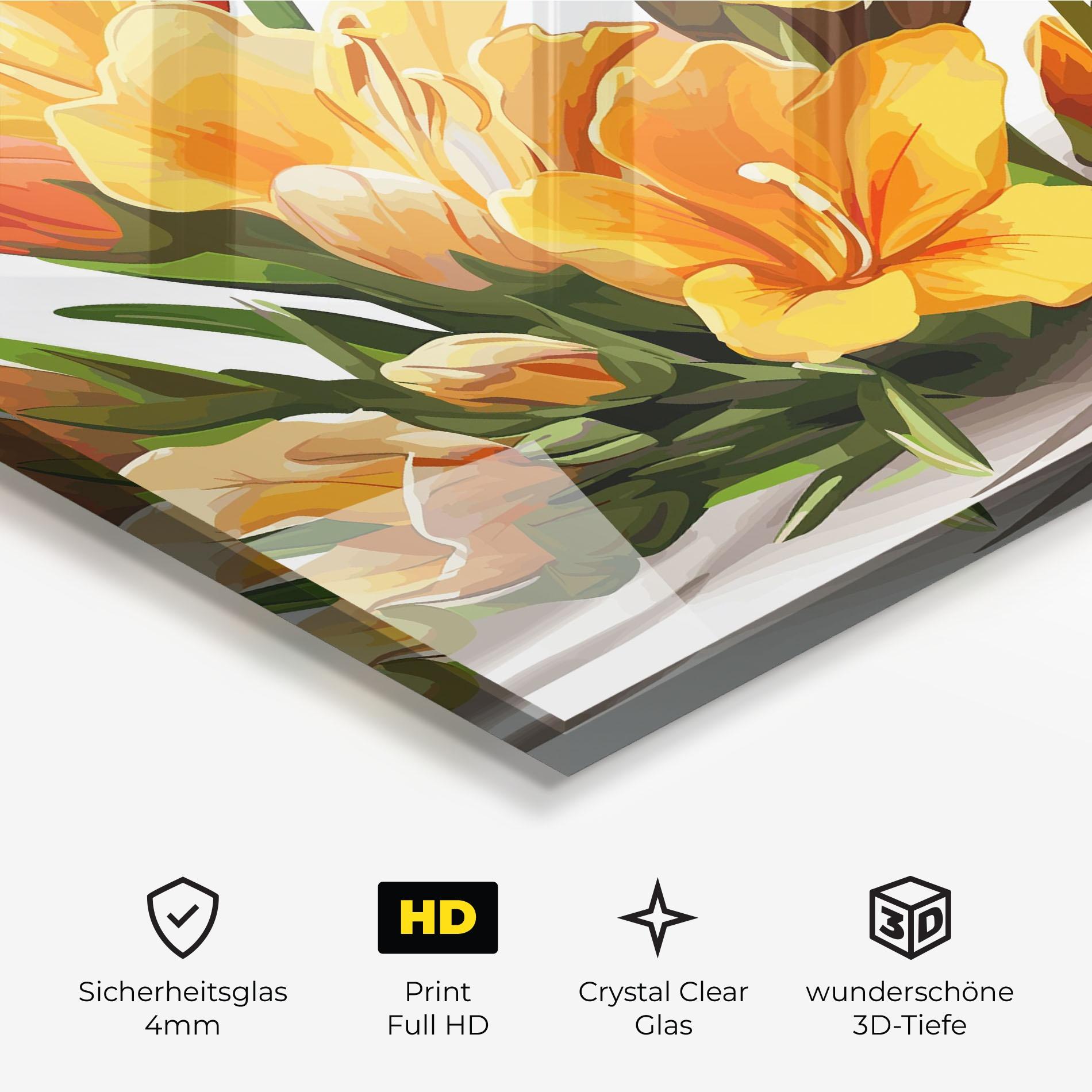 Glasbild Orange Lily Art mockup 3