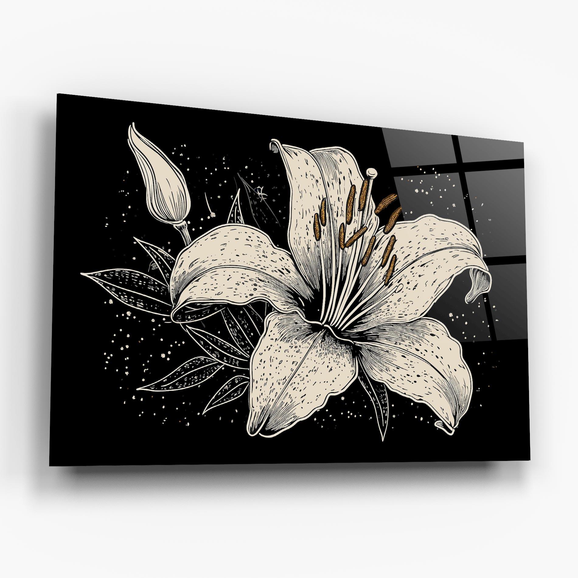 Glasbild Cream Black Lily mockup 6