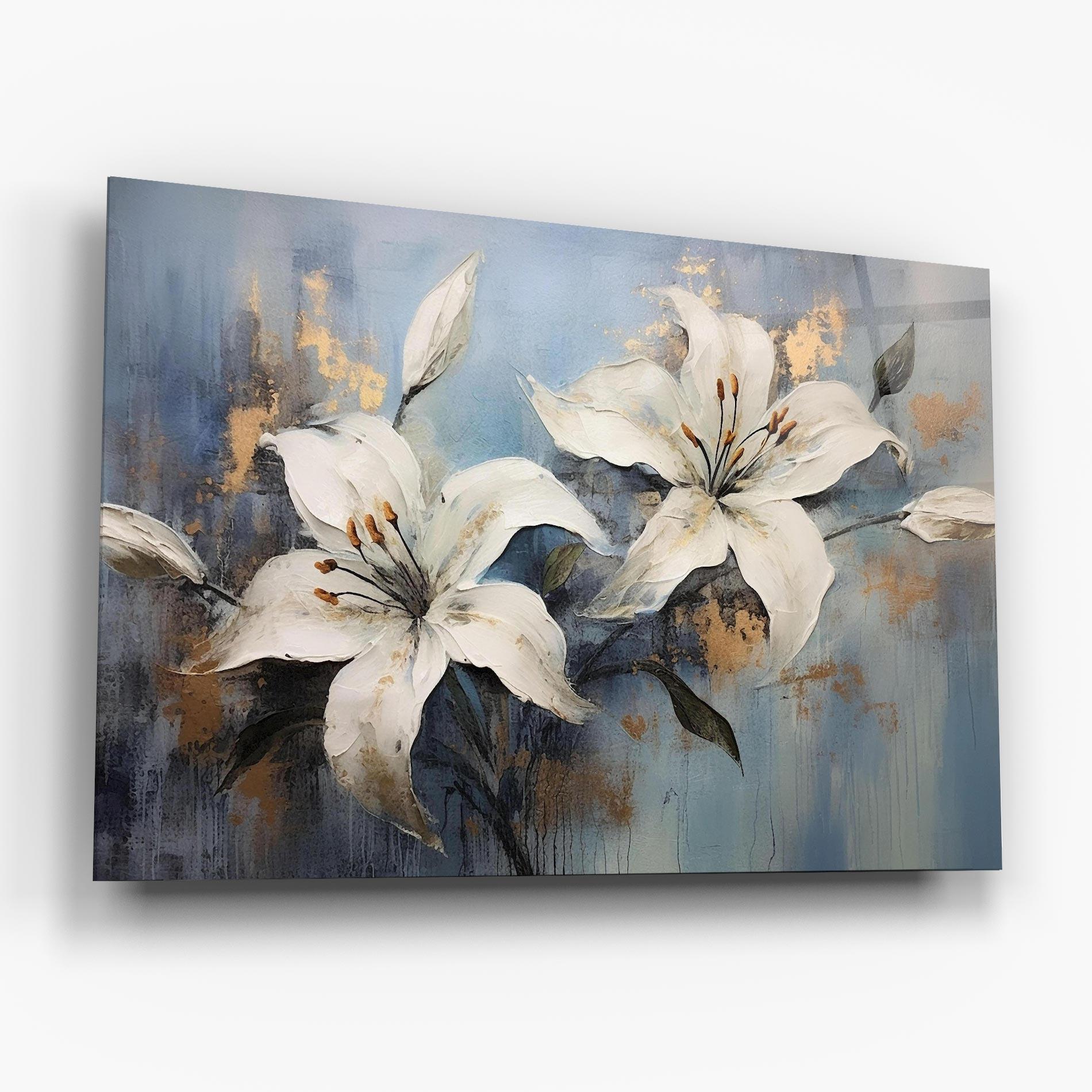 Glasbild Gold Lily Painting mockup 6