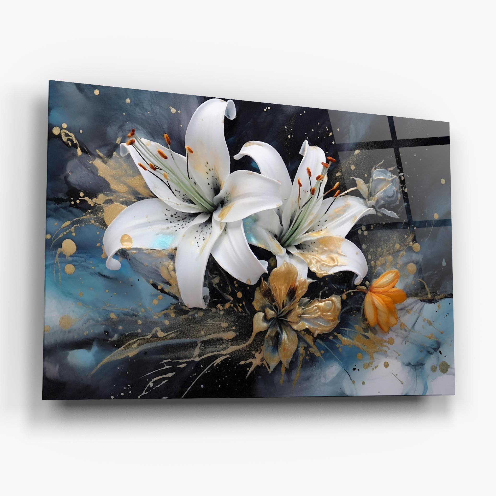 Lily On Blue Painting mockup 6