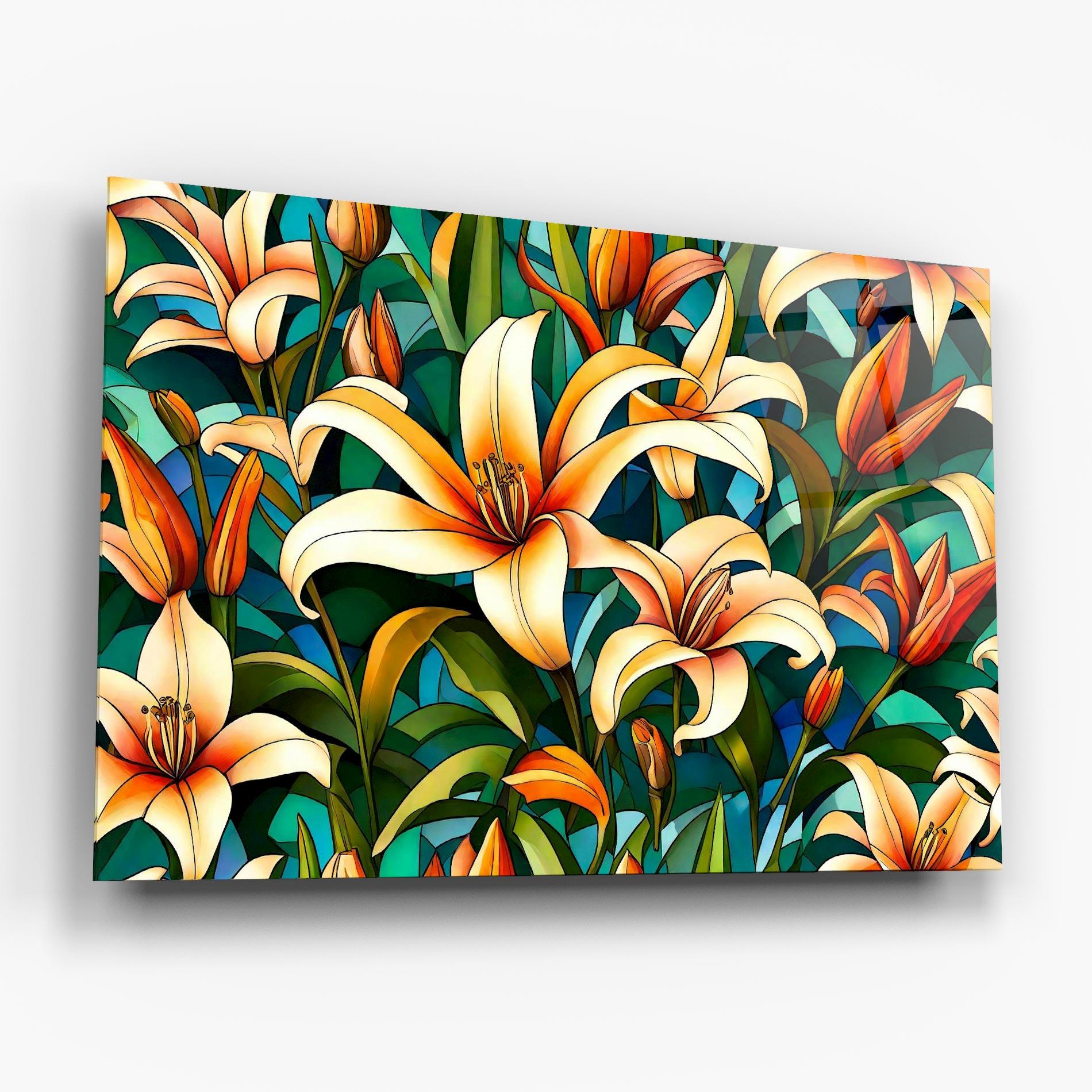 Glasbild Lily Pattern mockup 6
