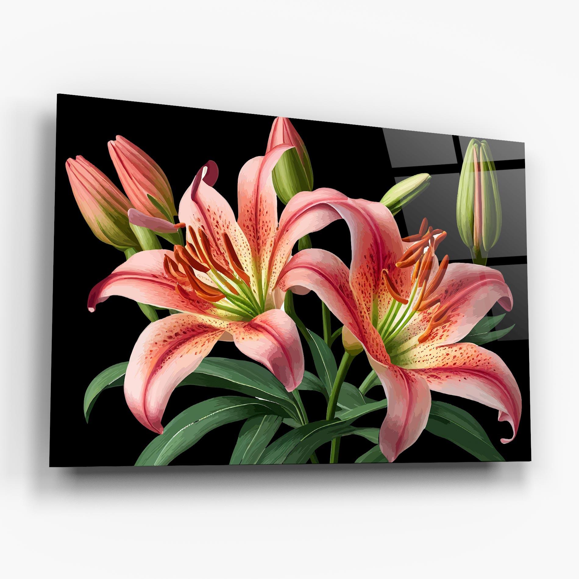 Glasbild Red Lily Art mockup 6