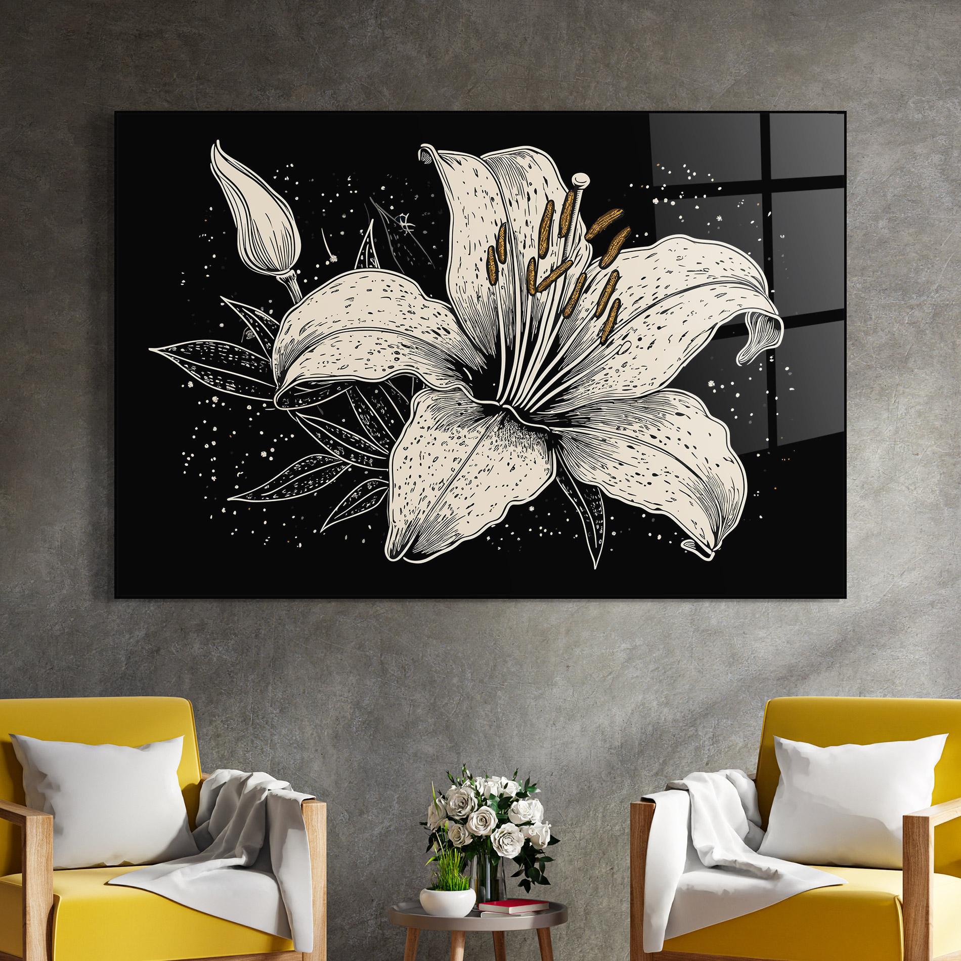 Glasbild Cream Black Lily mockup 4