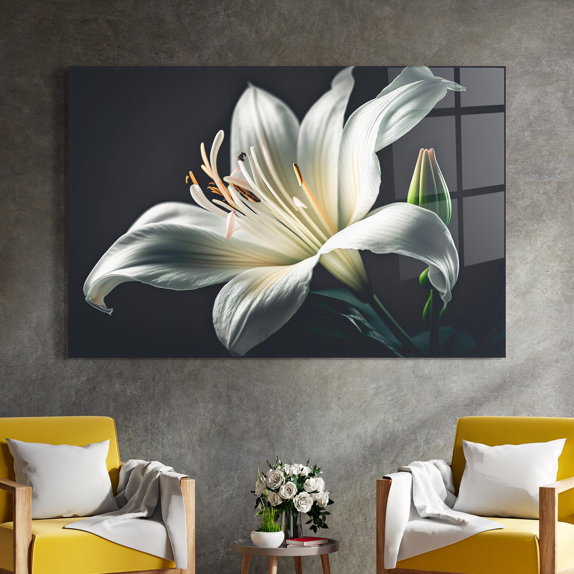 Glasbild Light Grey Lily mockup 4