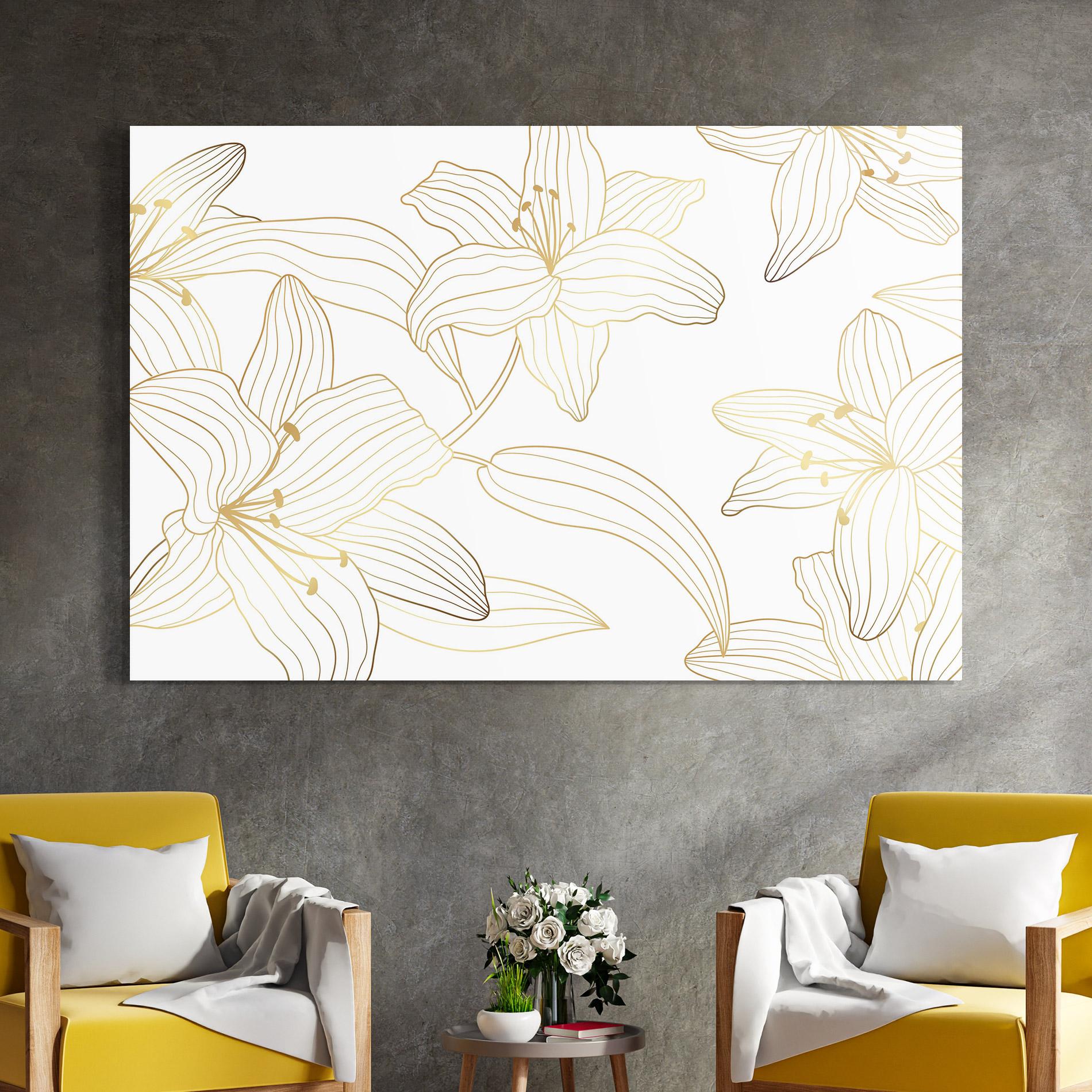 Glasbild Luxury Golden Lily mockup 4