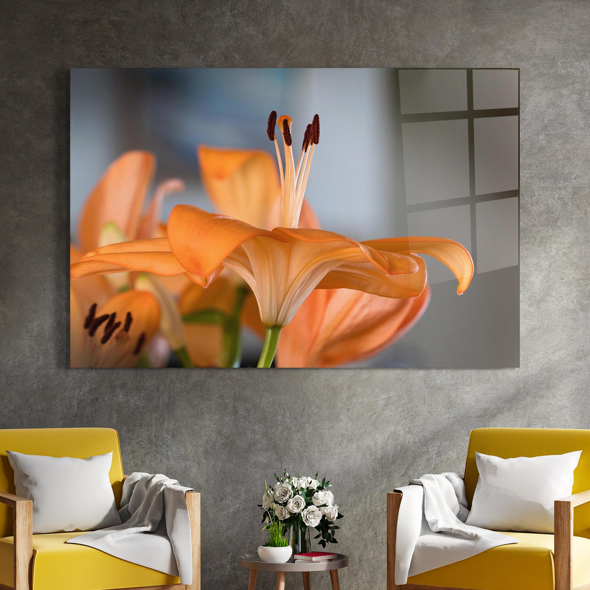 Glasbild Open Orange Lily mockup 4