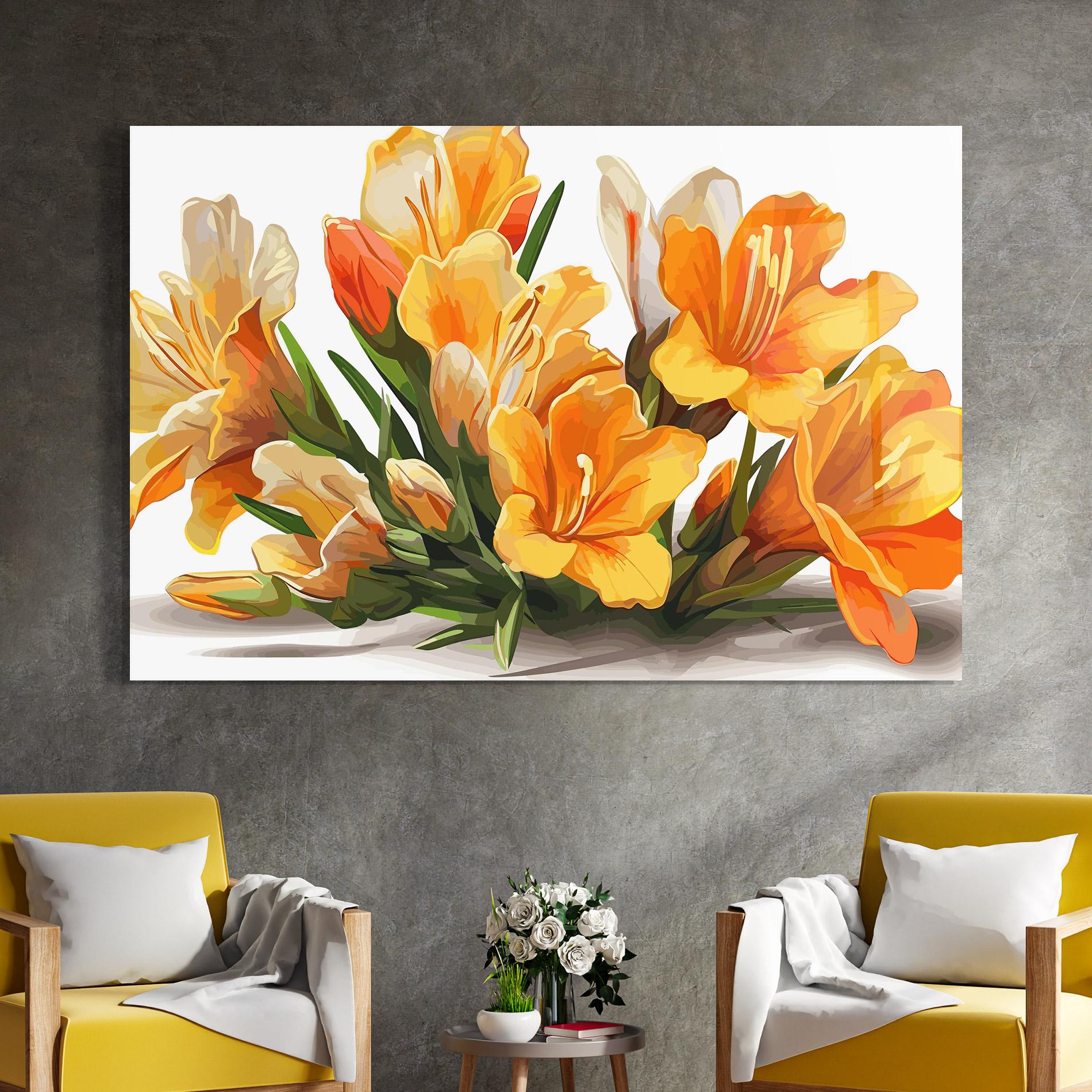 Glasbild Orange Lily Art mockup 4