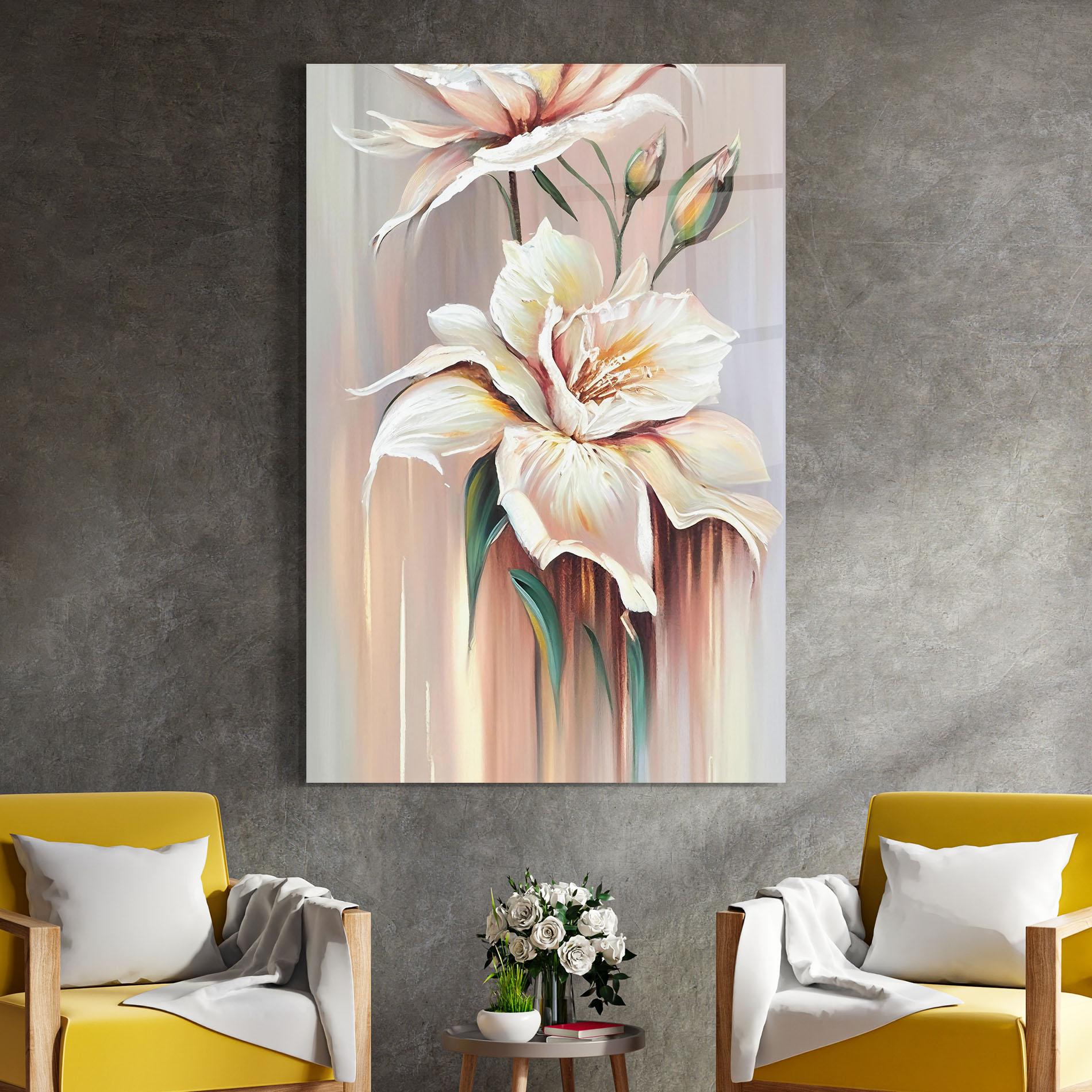 Glasbild Abstract Lily Painting mockup 4