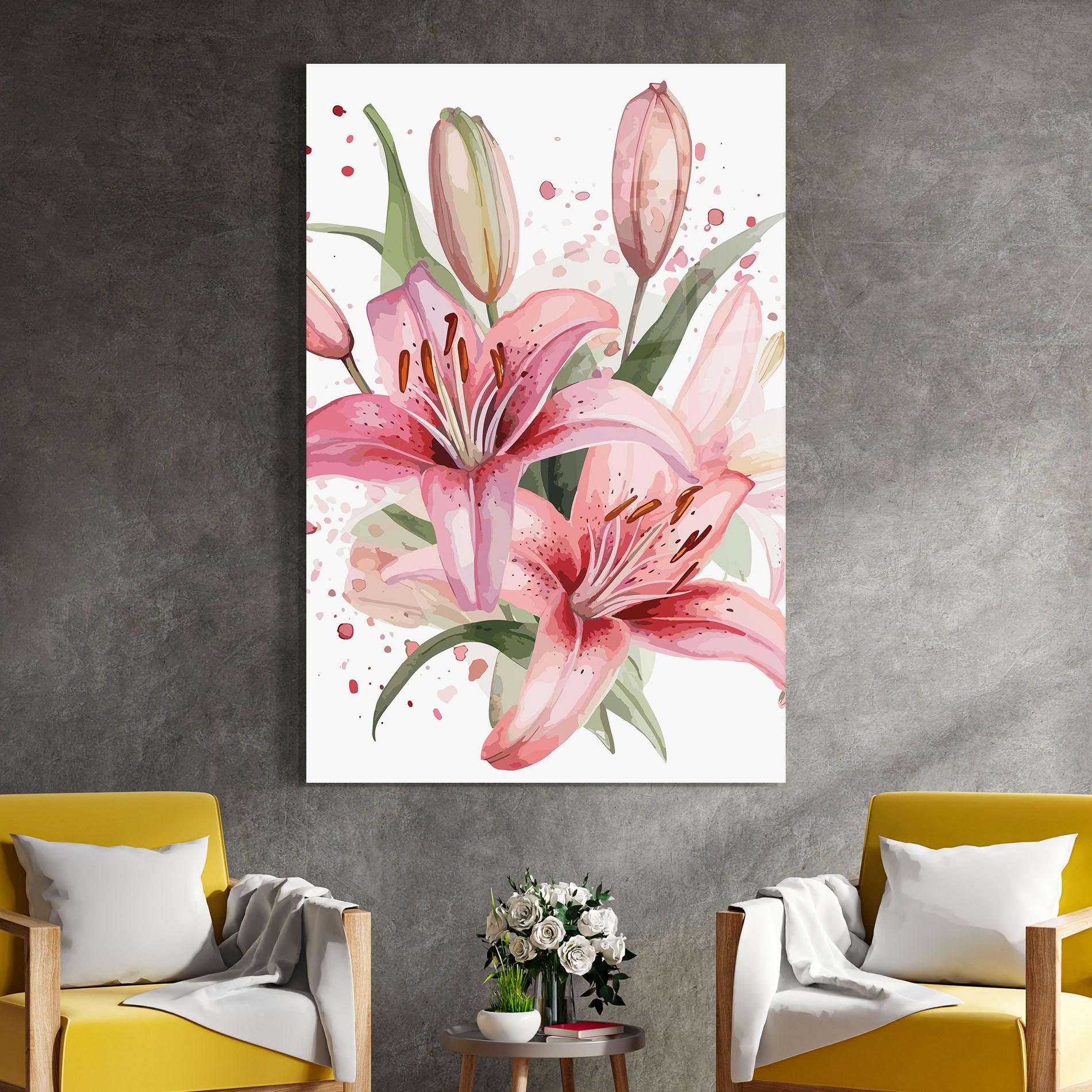 Glasbild Beautiful Pink Lily mockup 4