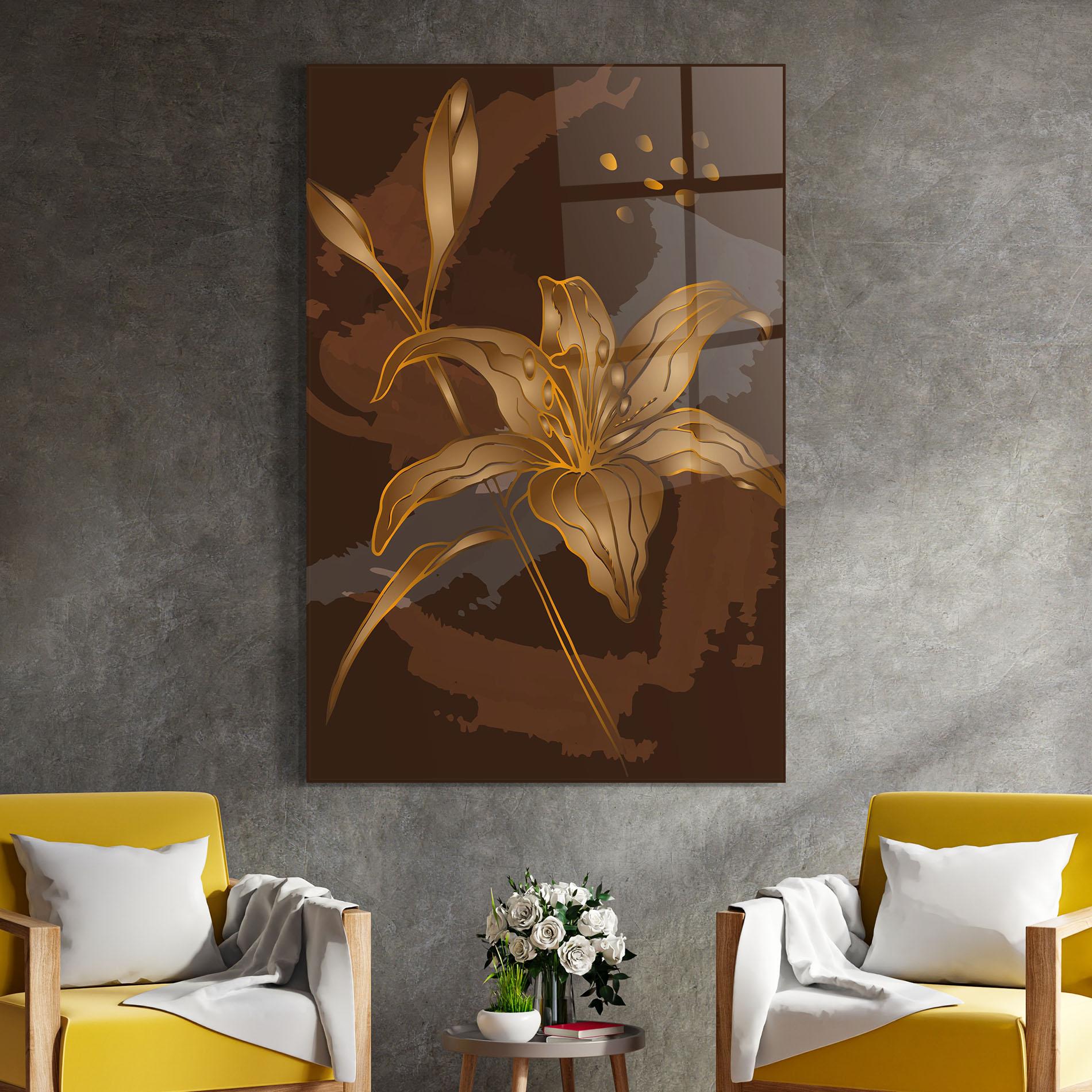 Glasbild Gold Brown Lily mockup 4