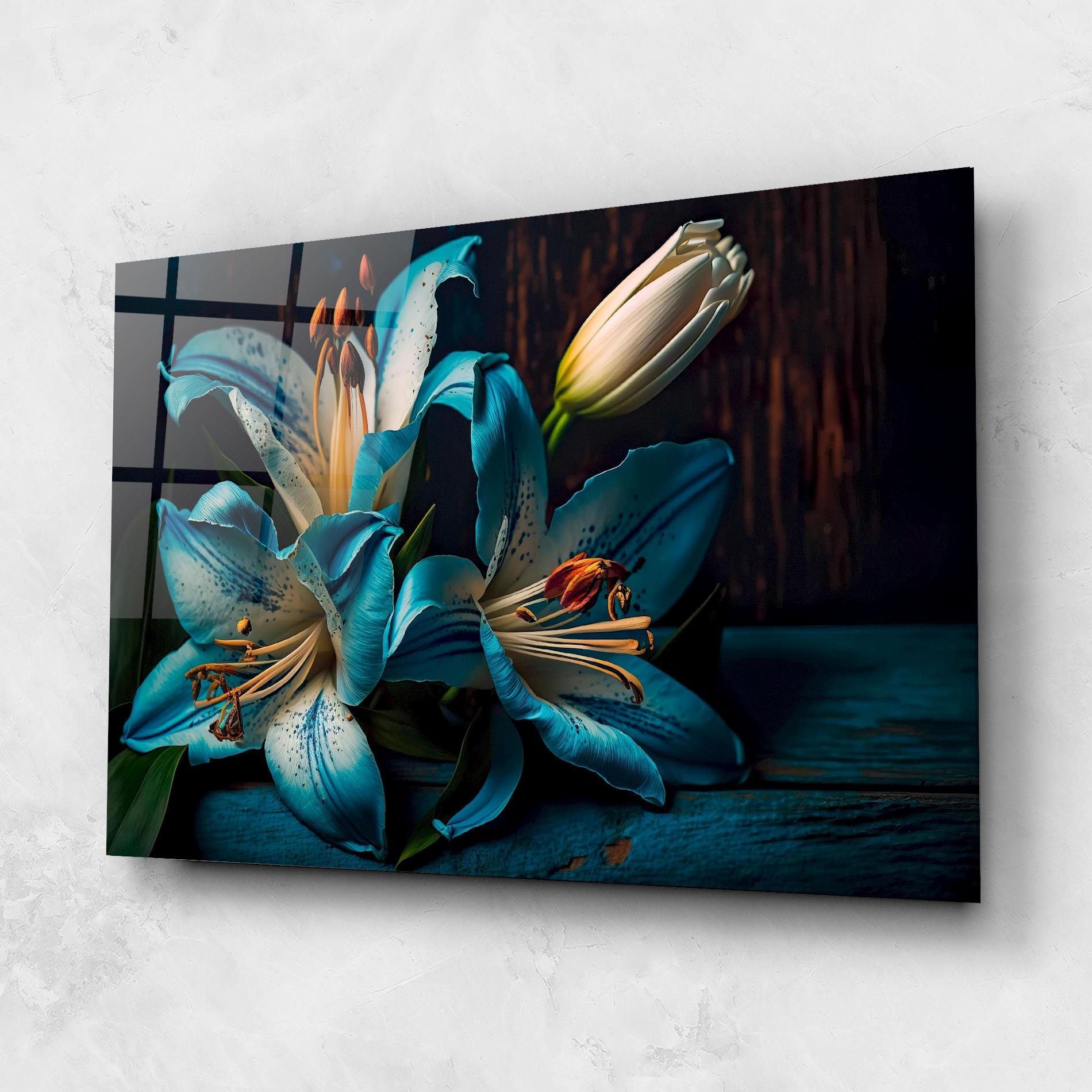 Glasbild Blue Lily mockup 1