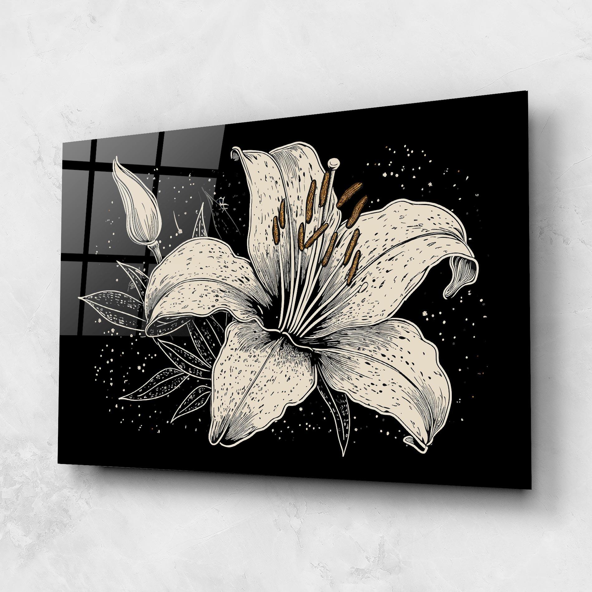 Glasbild Cream Black Lily mockup 1