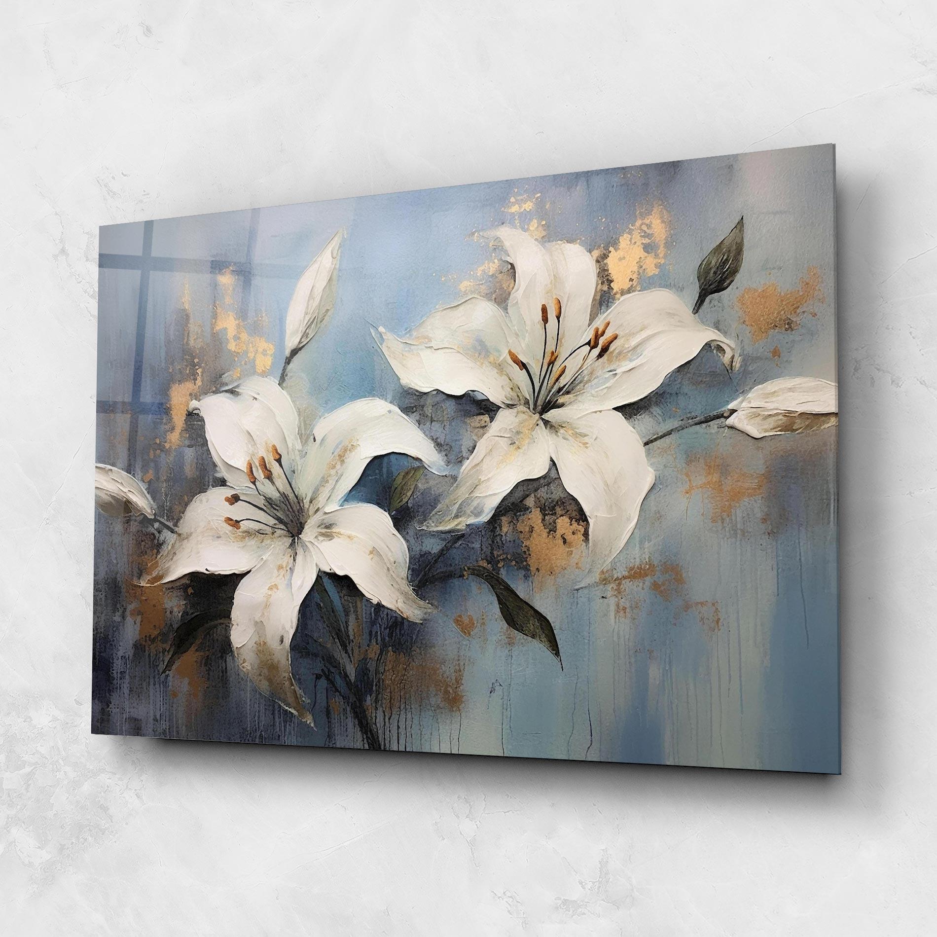 Glasbild Gold Lily Painting mockup 1