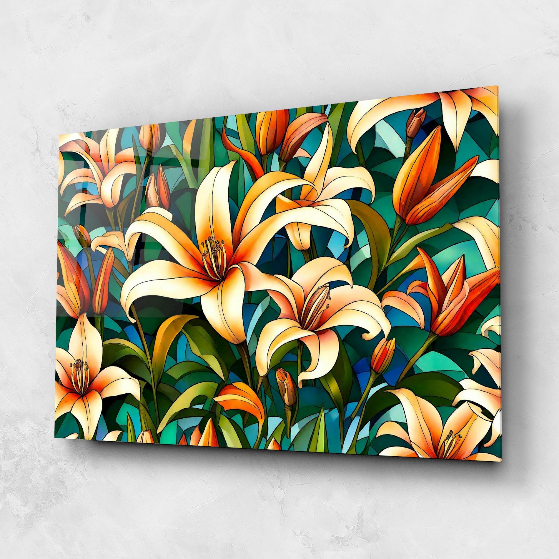 Glasbild Lily Pattern mockup 1