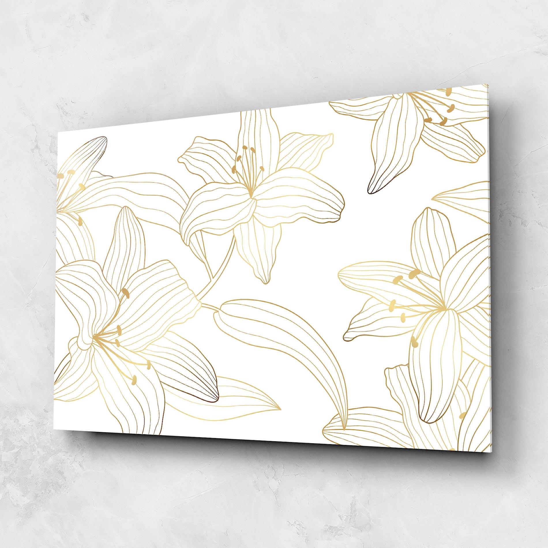 Glasbild Luxury Golden Lily mockup 1