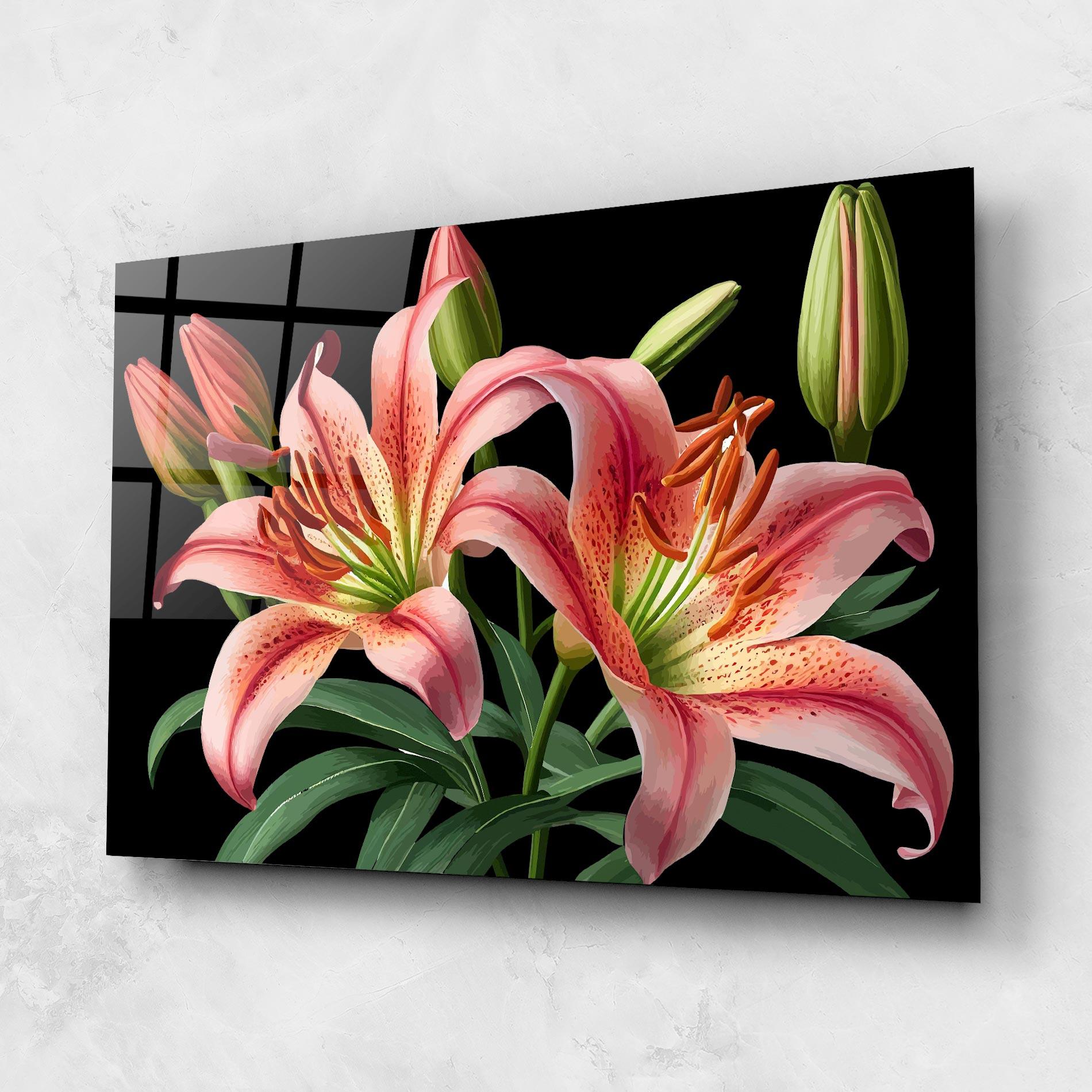 Glasbild Red Lily Art mockup 1
