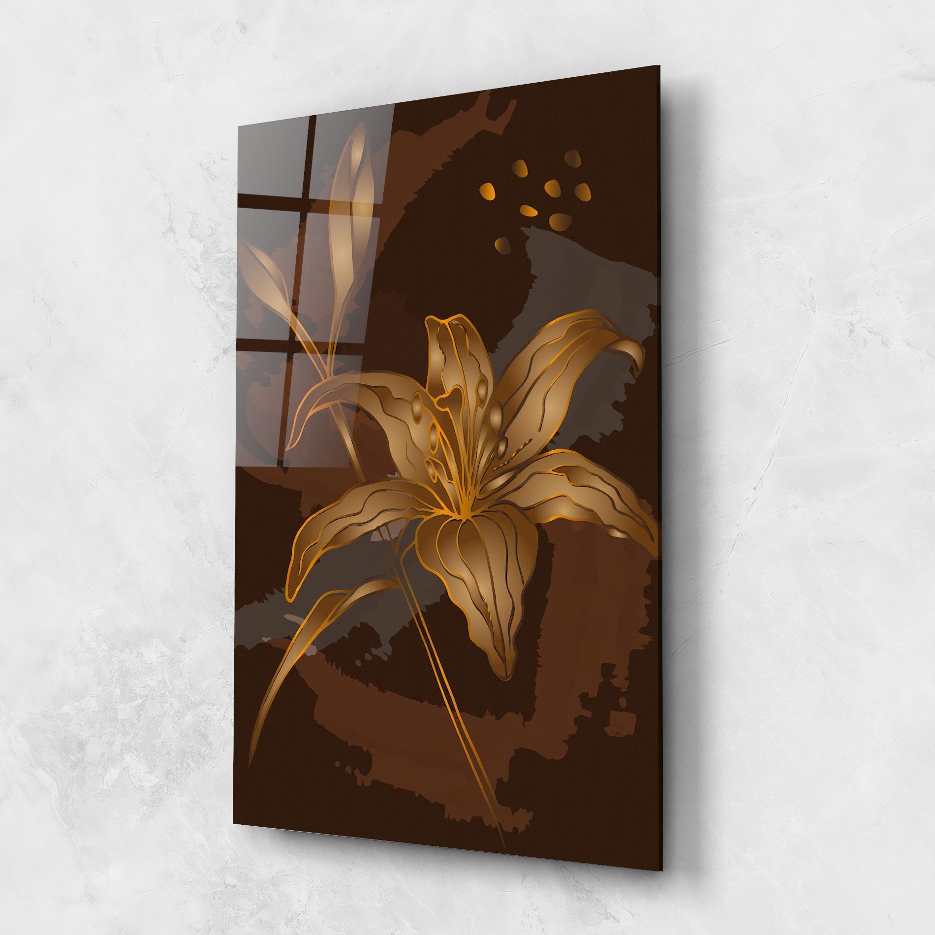 Glasbild Gold Brown Lily mockup 1
