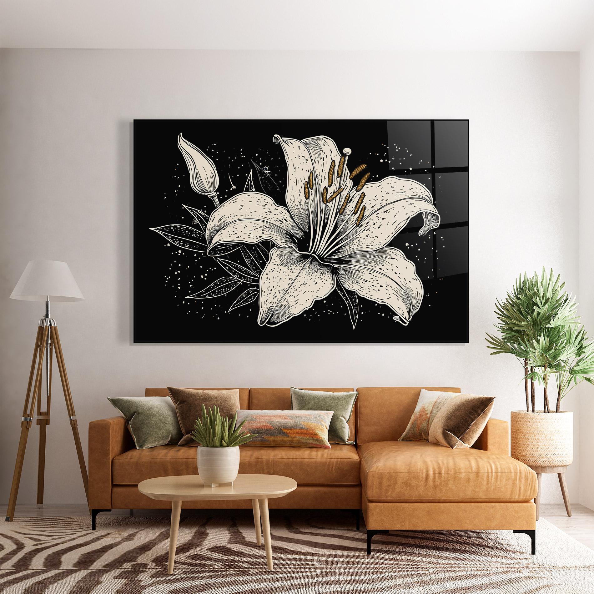 Glasbild Cream Black Lily mockup 7