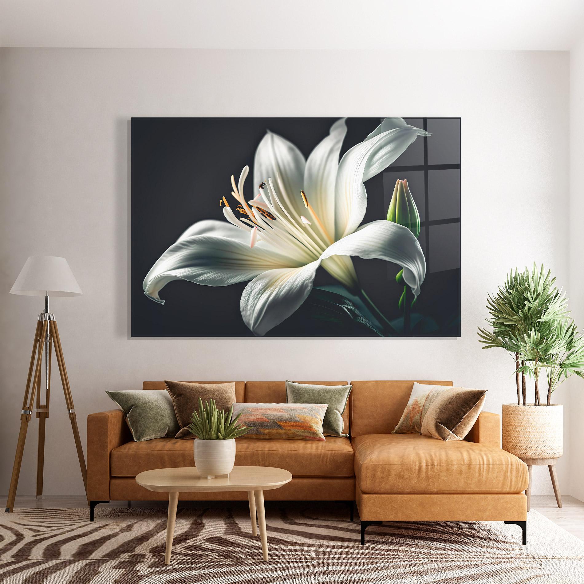 Glasbild Light Grey Lily mockup 7