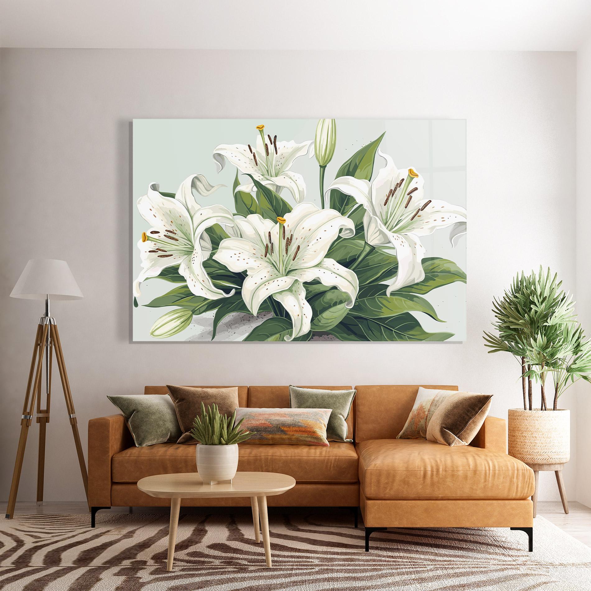 Glasbild Light Lily Art mockup 7