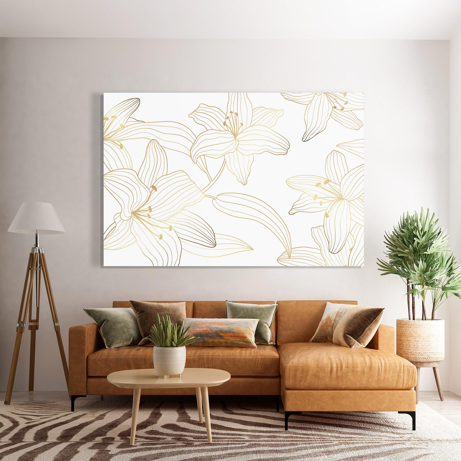 Glasbild Luxury Golden Lily mockup 7