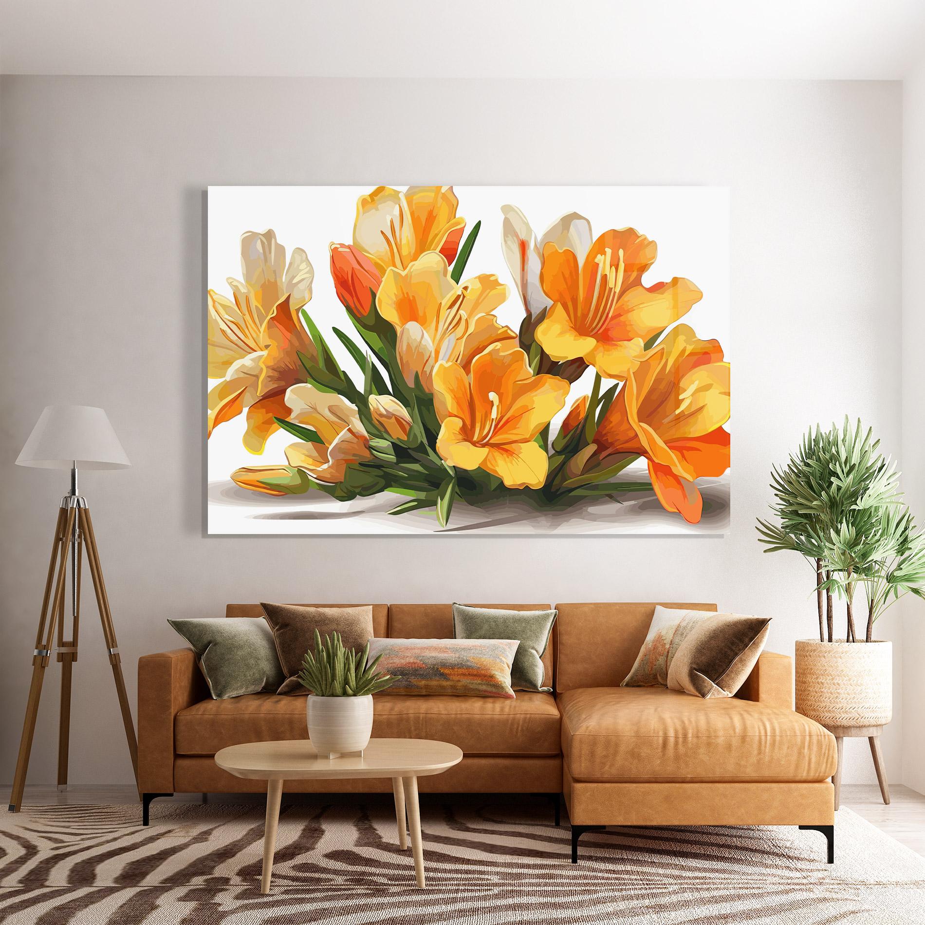 Glasbild Orange Lily Art mockup 7