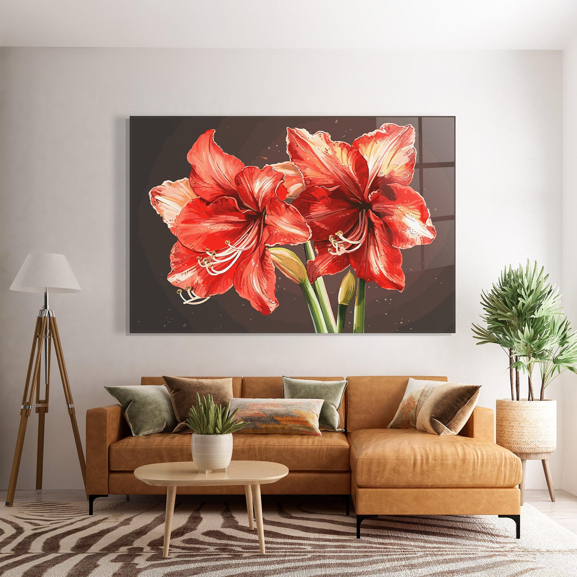 Glasbild Orange Pretty Lily mockup 7