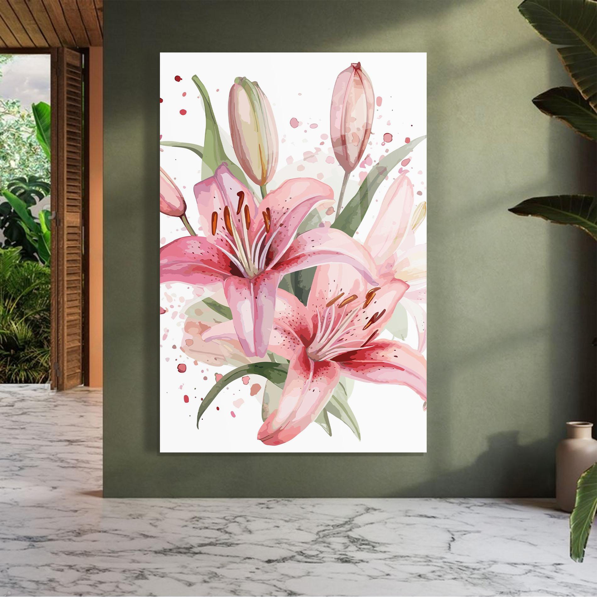 Glasbild Beautiful Pink Lily mockup 7