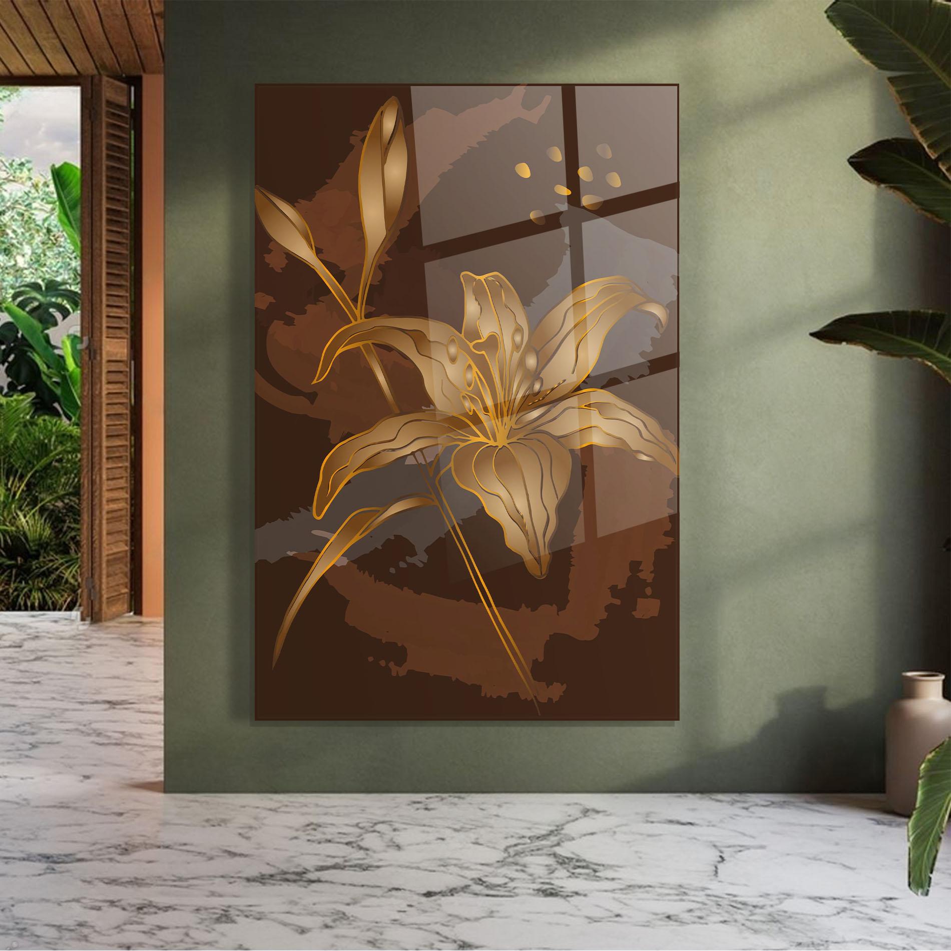 Glasbild Gold Brown Lily mockup 7