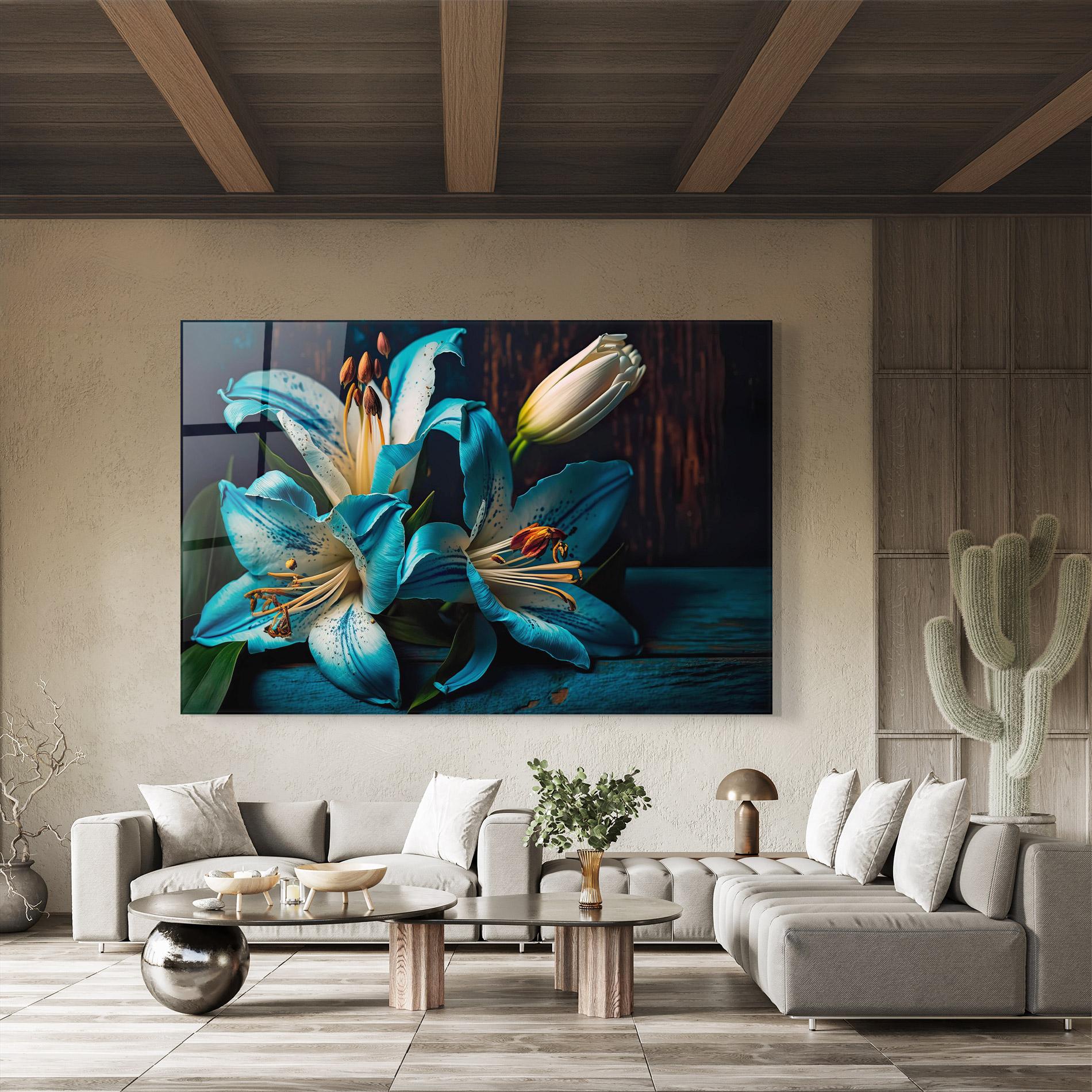 Glasbild Blue Lily mockup 8