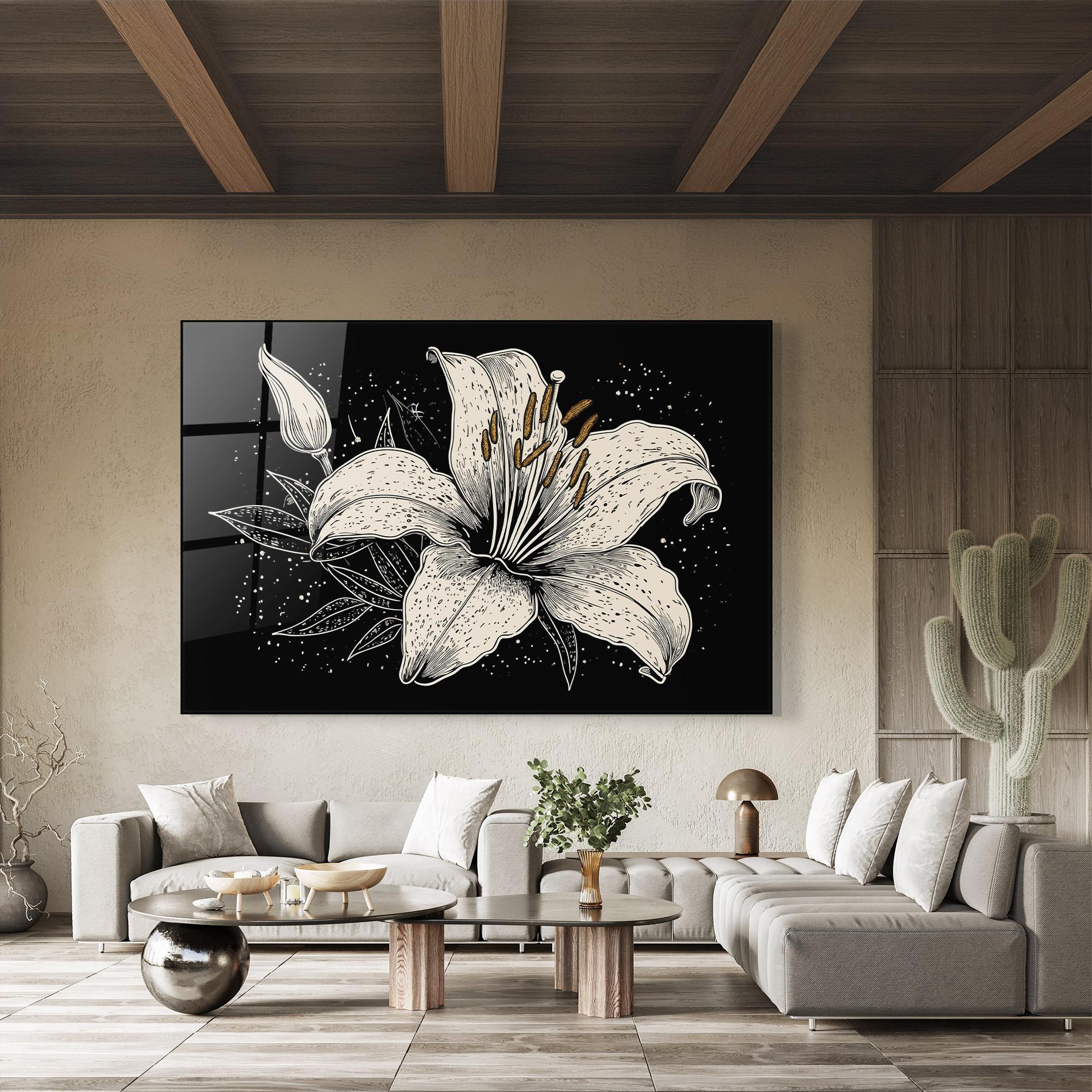 Glasbild Cream Black Lily mockup 8