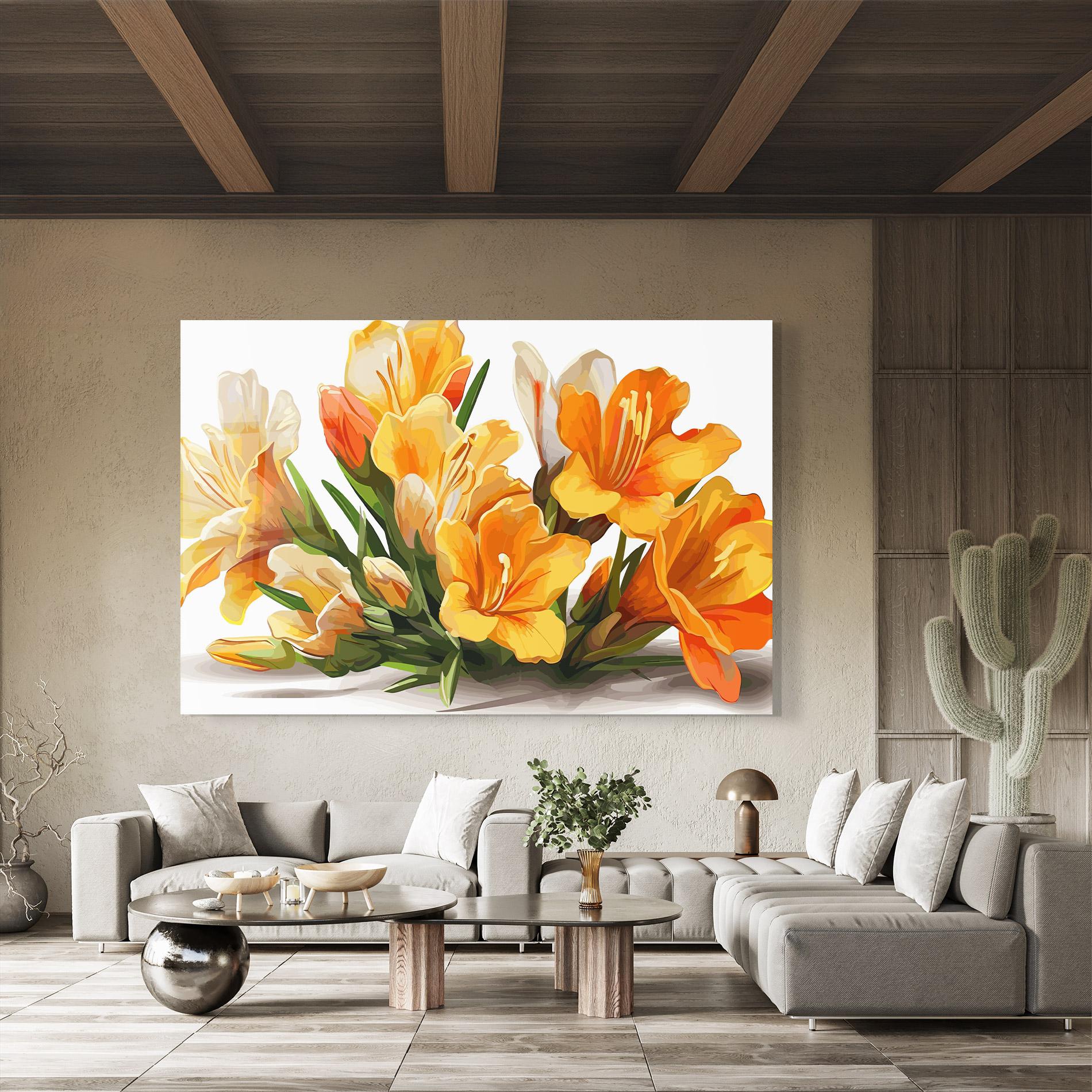 Glasbild Orange Lily Art mockup 8
