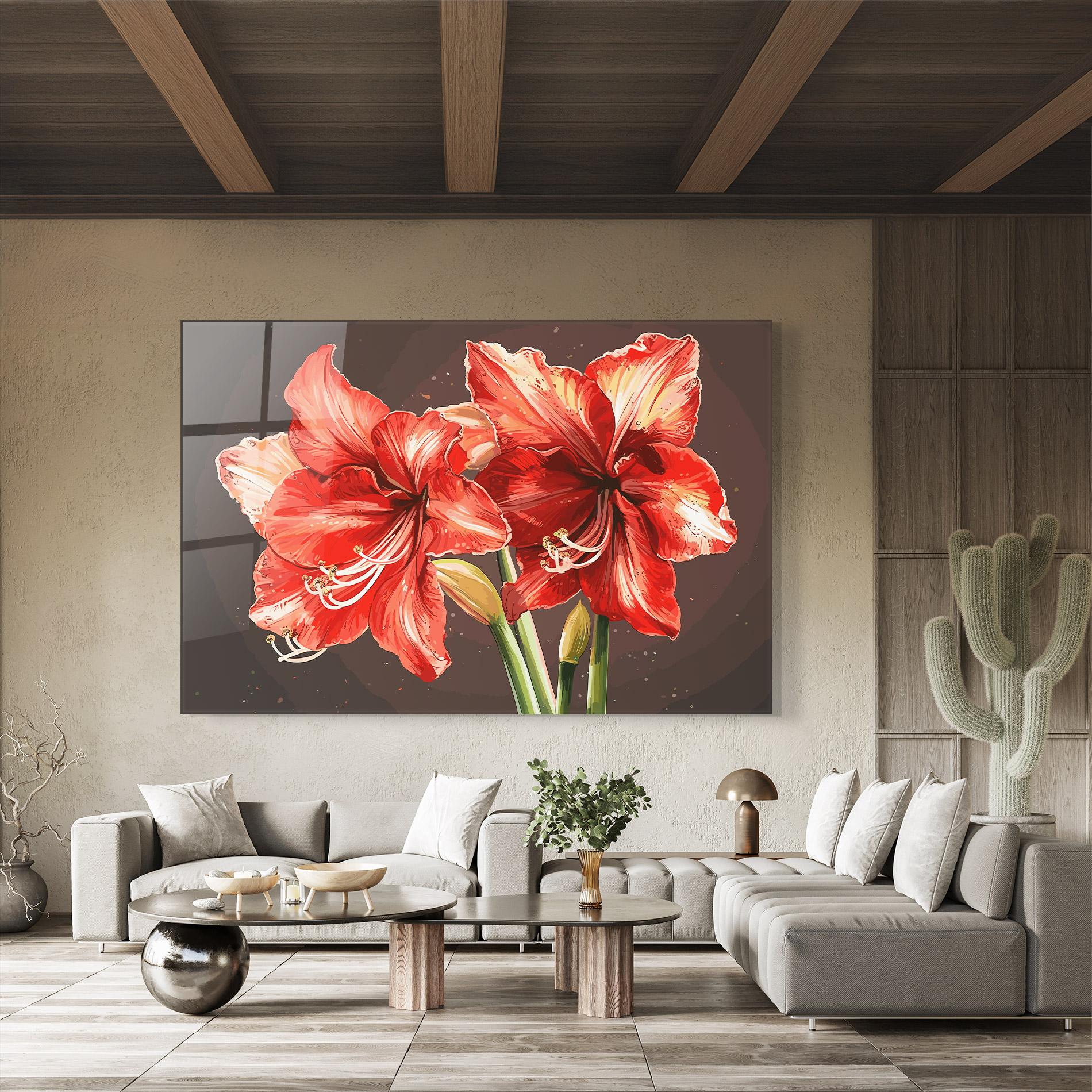 Glasbild Orange Pretty Lily mockup 8