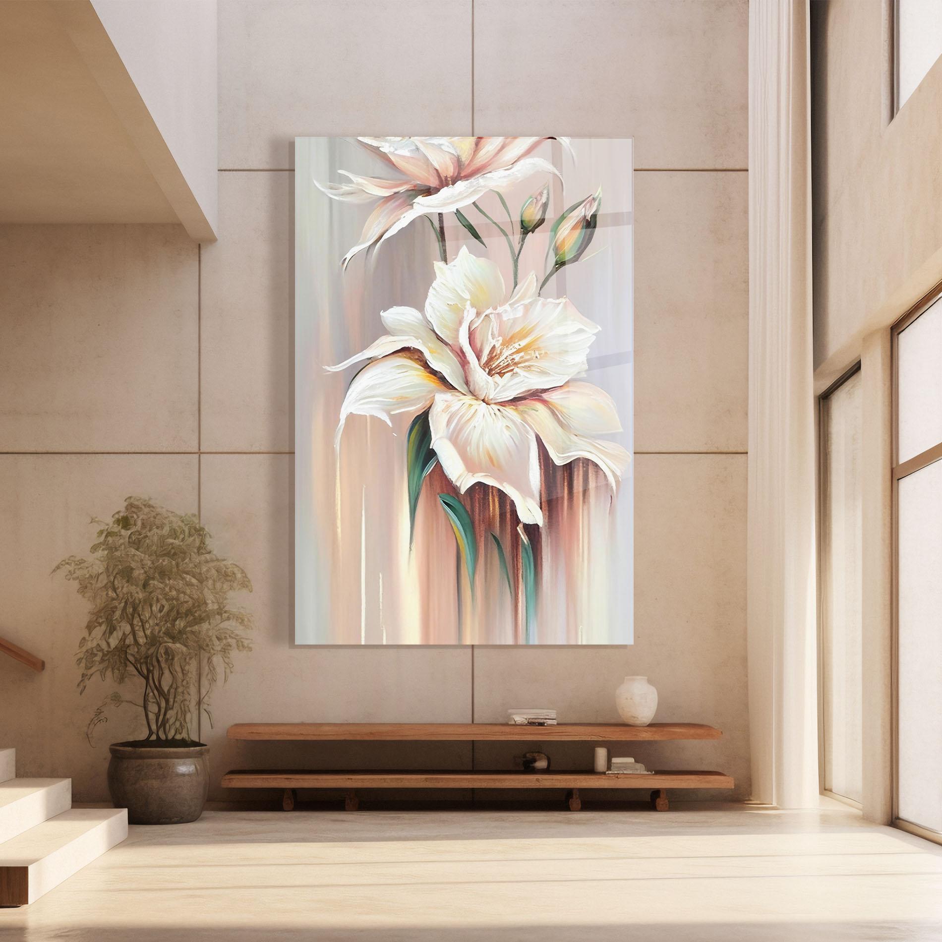 Glasbild Abstract Lily Painting mockup 8