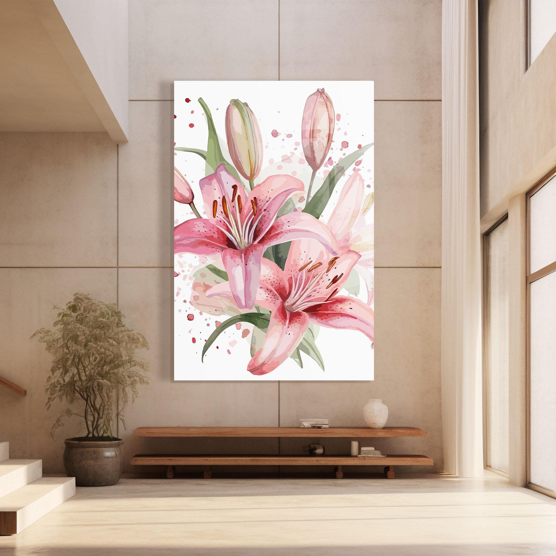 Glasbild Beautiful Pink Lily mockup 8