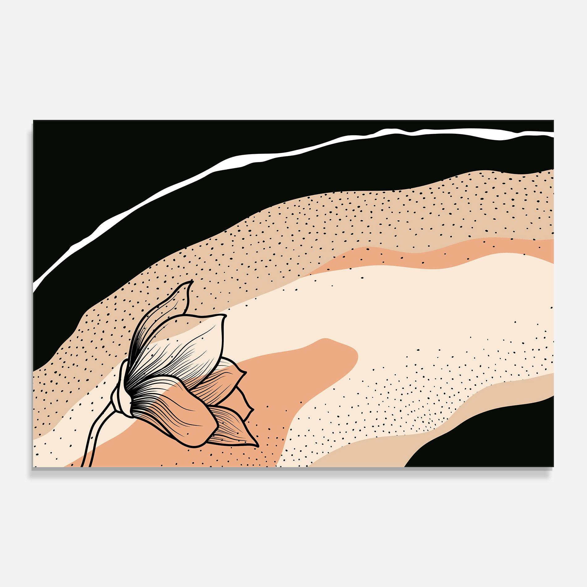 Glasbild Black Line Art Plant mockup 0