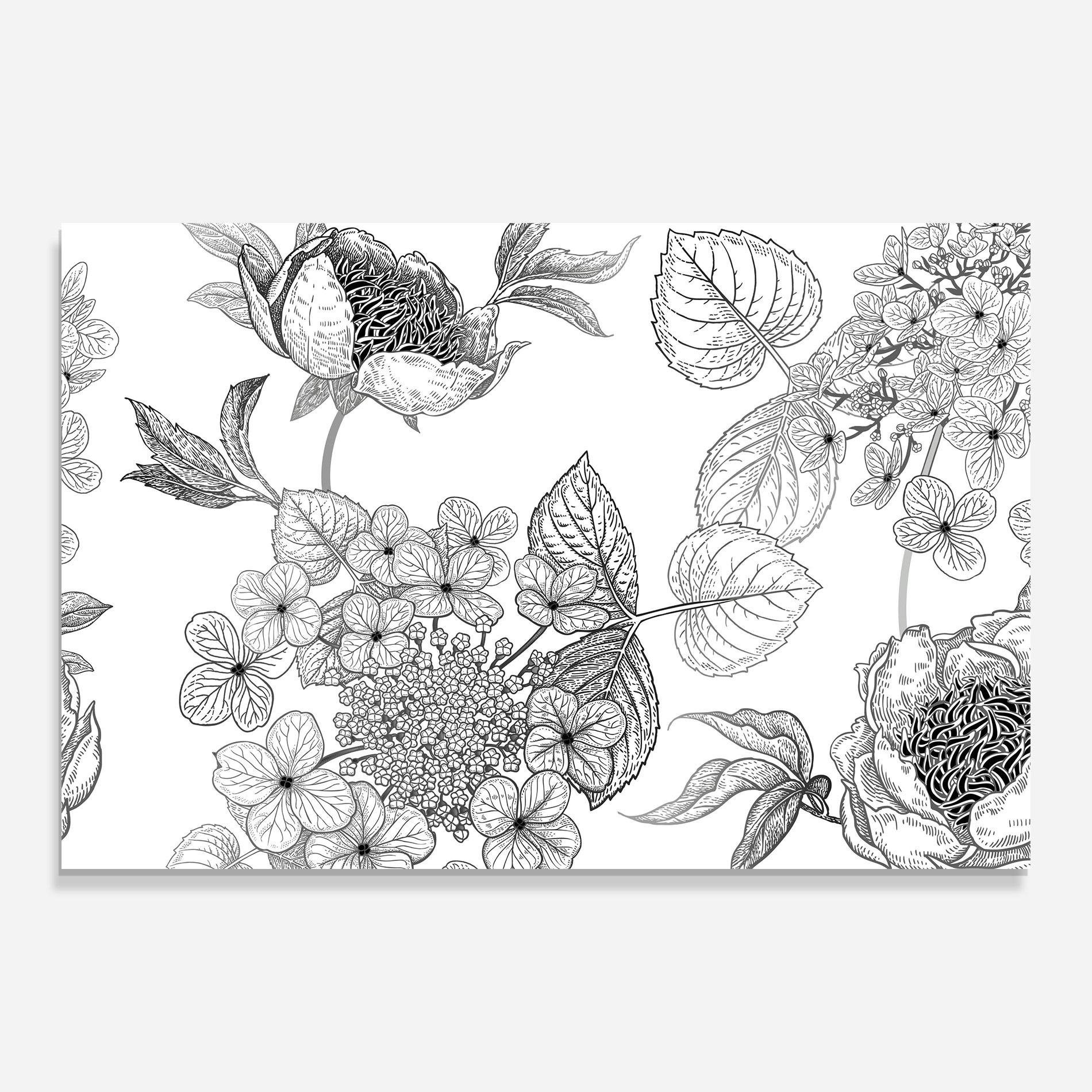 Glasbild Black Line Flower mockup 0