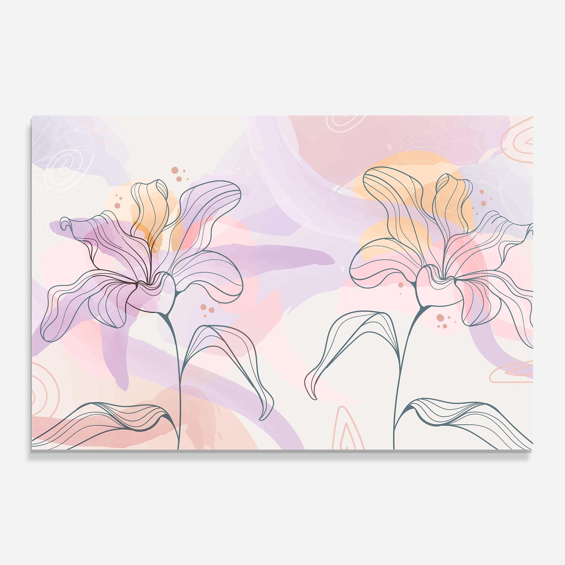 Glasbild Blue Color Line Flower mockup 0