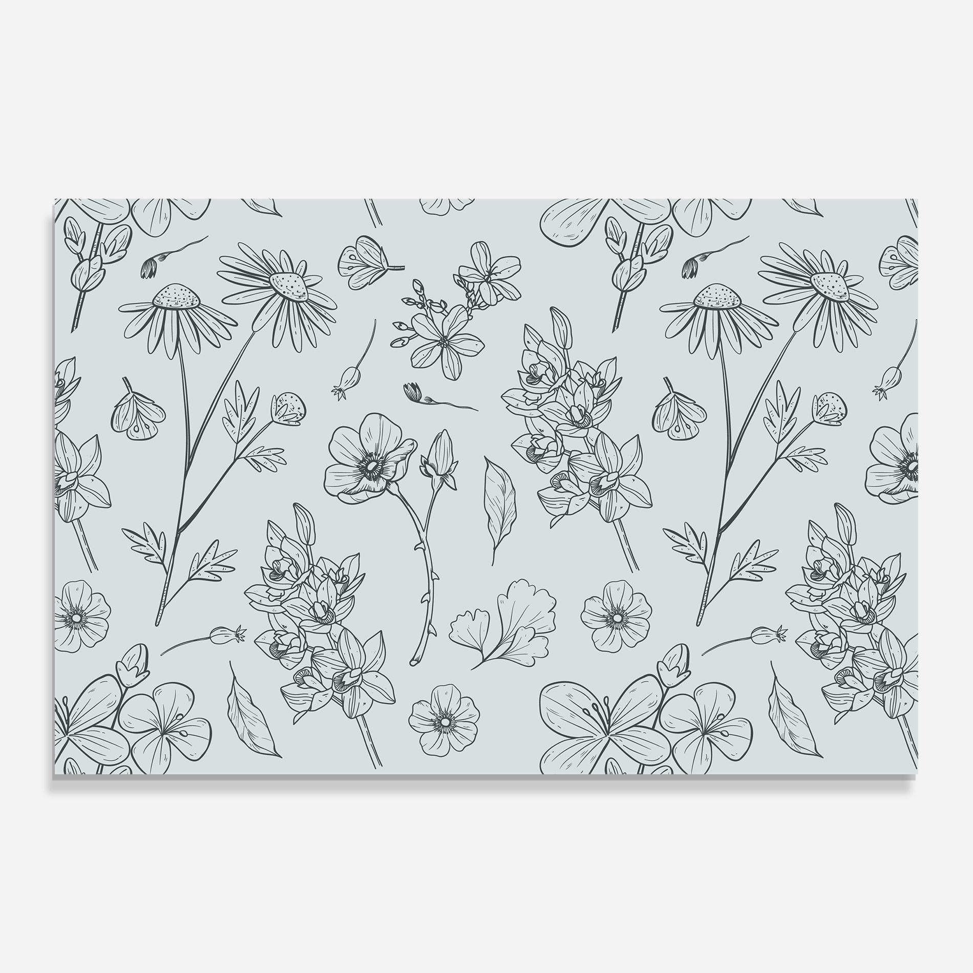 Glasbild Blue Flower Line mockup 0