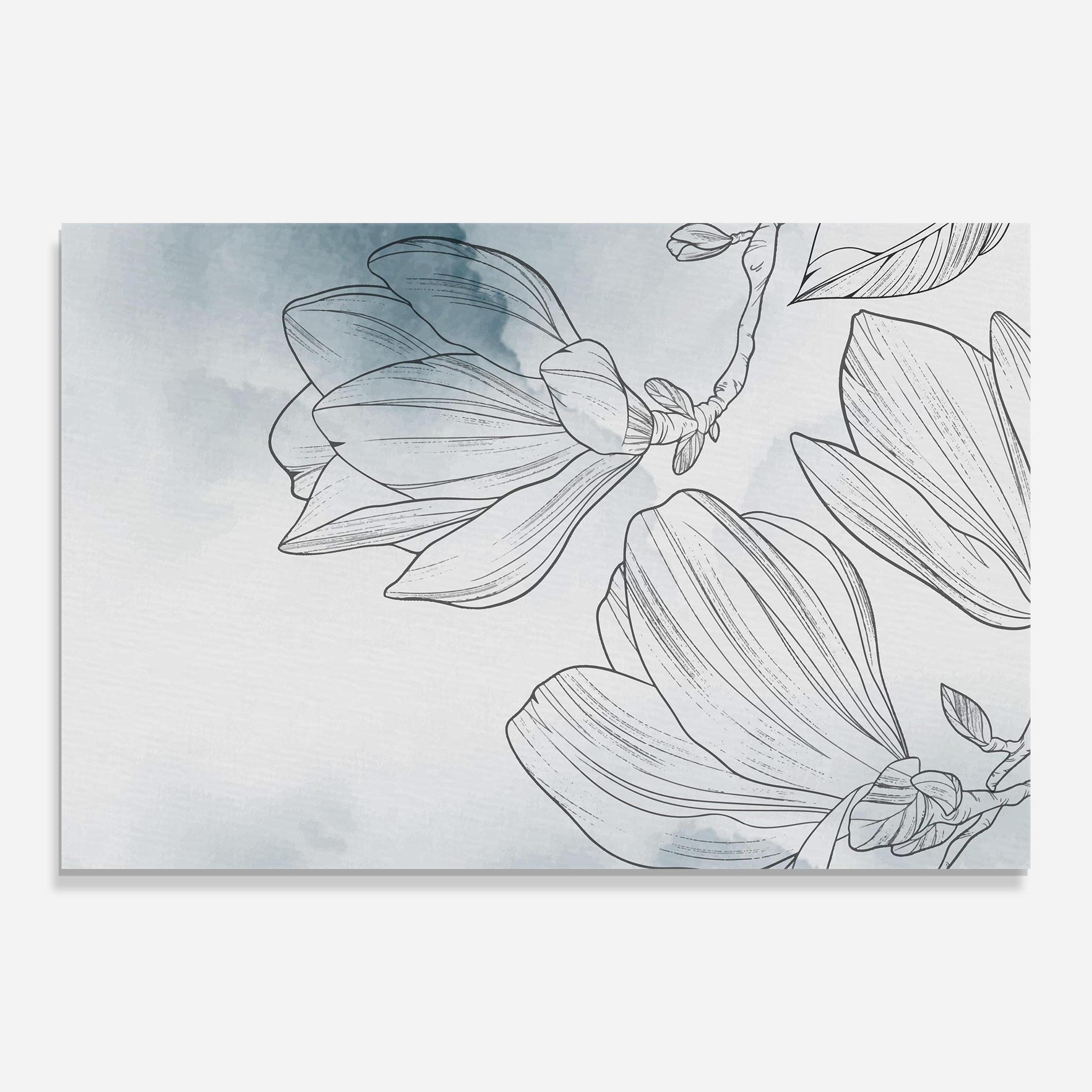 Glasbild Blue Line Flower mockup 0